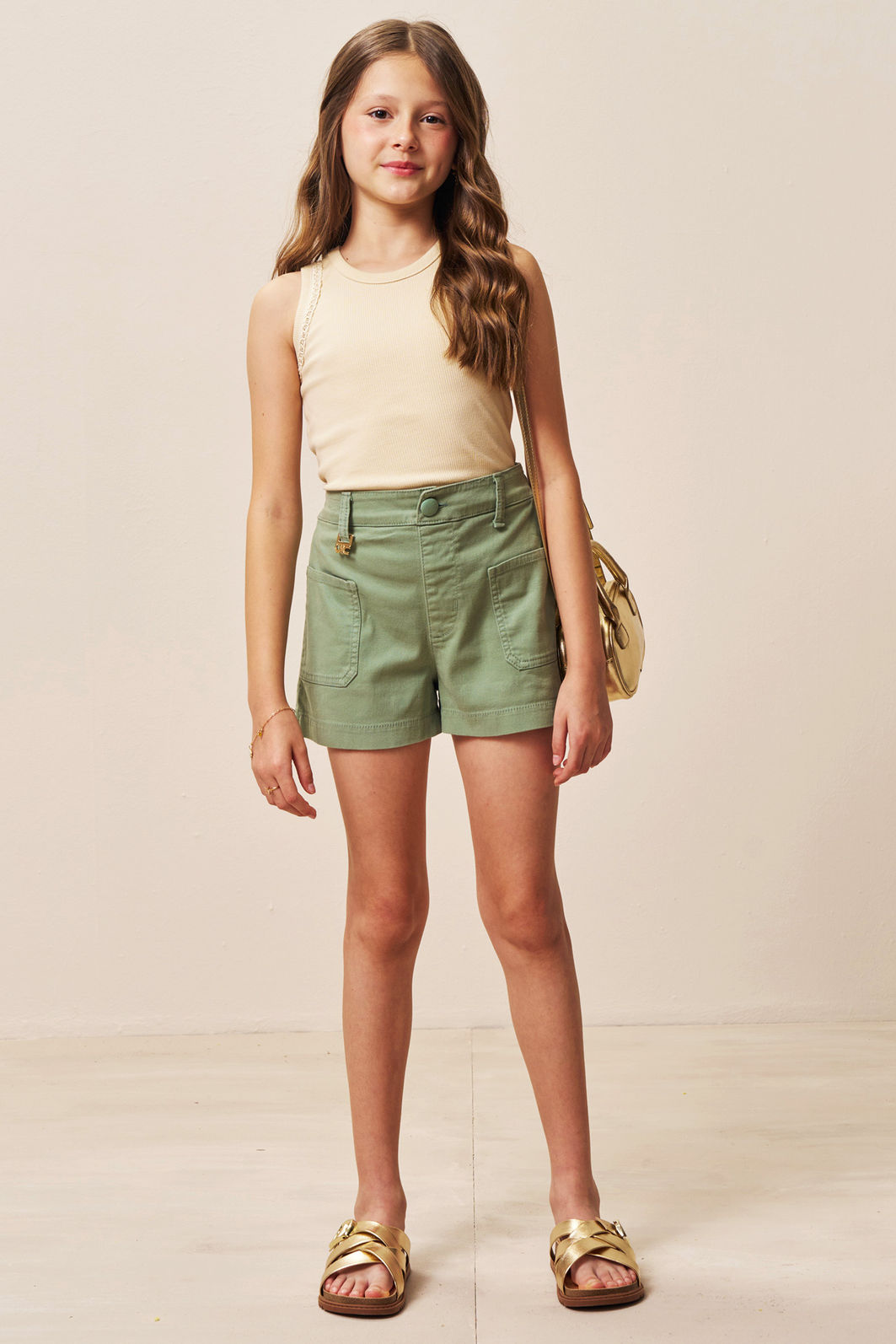 Shorts em sarja com elastano 94609 Vic Teen Menina Shorts em sarja com elastano 94609 Vic Teen Menina