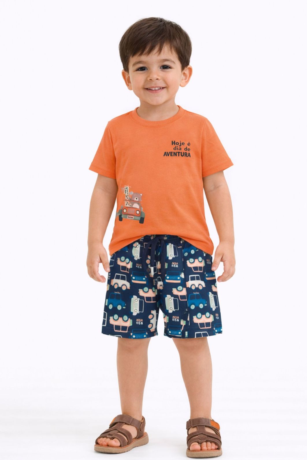 Conjunto de camiseta em meia malha e bermuda em nylon ergonomic com elastano 95041 LucBoo Infantil Menino Conjunto de camiseta em meia malha e bermuda em nylon ergonomic com elastano 95041 LucBoo Infantil Menino