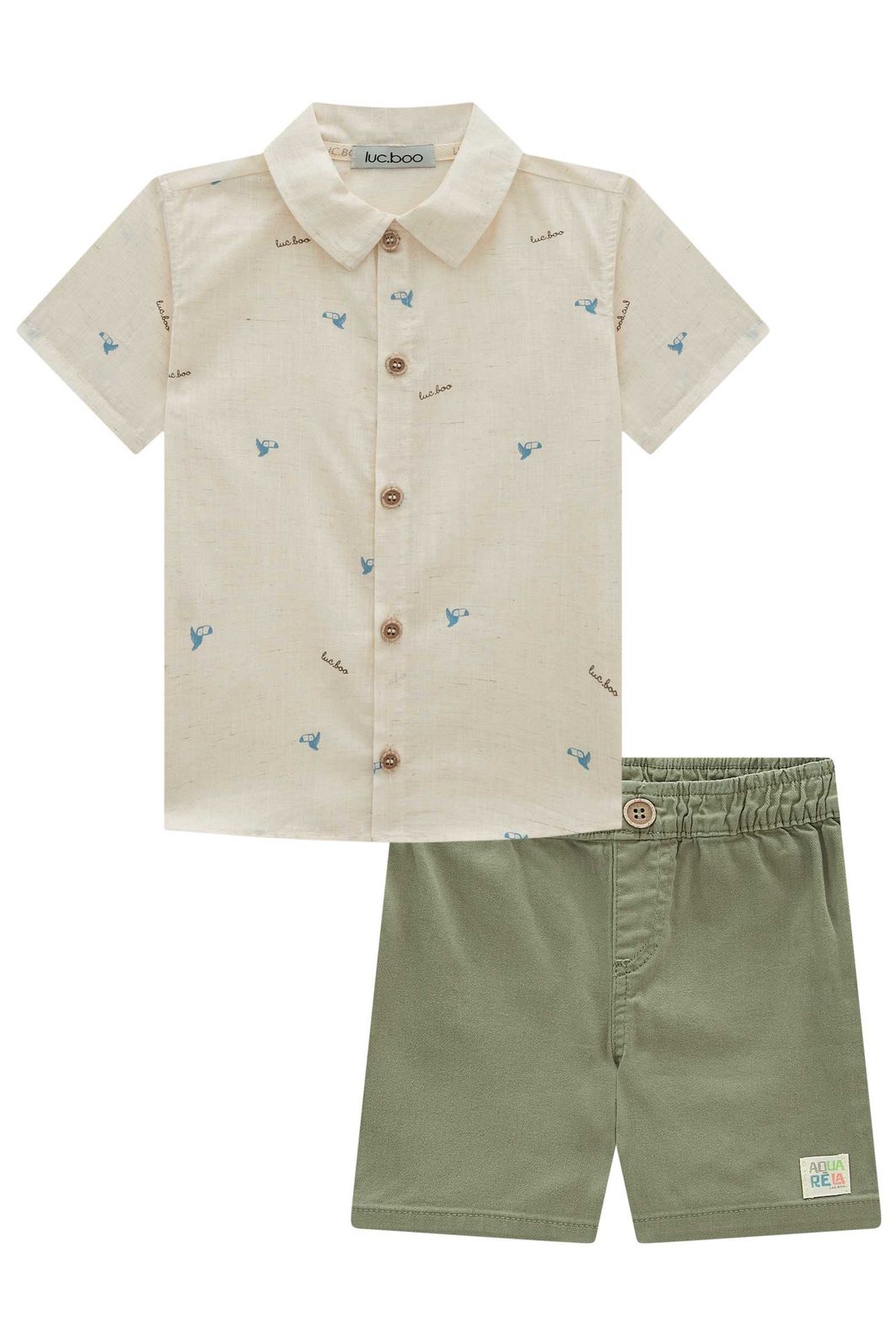 Conjunto de camisa em verano linho plus e bermuda em sarja ônix com elastano 98171 LucBoo Infantil Menino Conjunto de camisa em verano linho plus e bermuda em sarja ônix com elastano 98171 LucBoo Infantil Menino