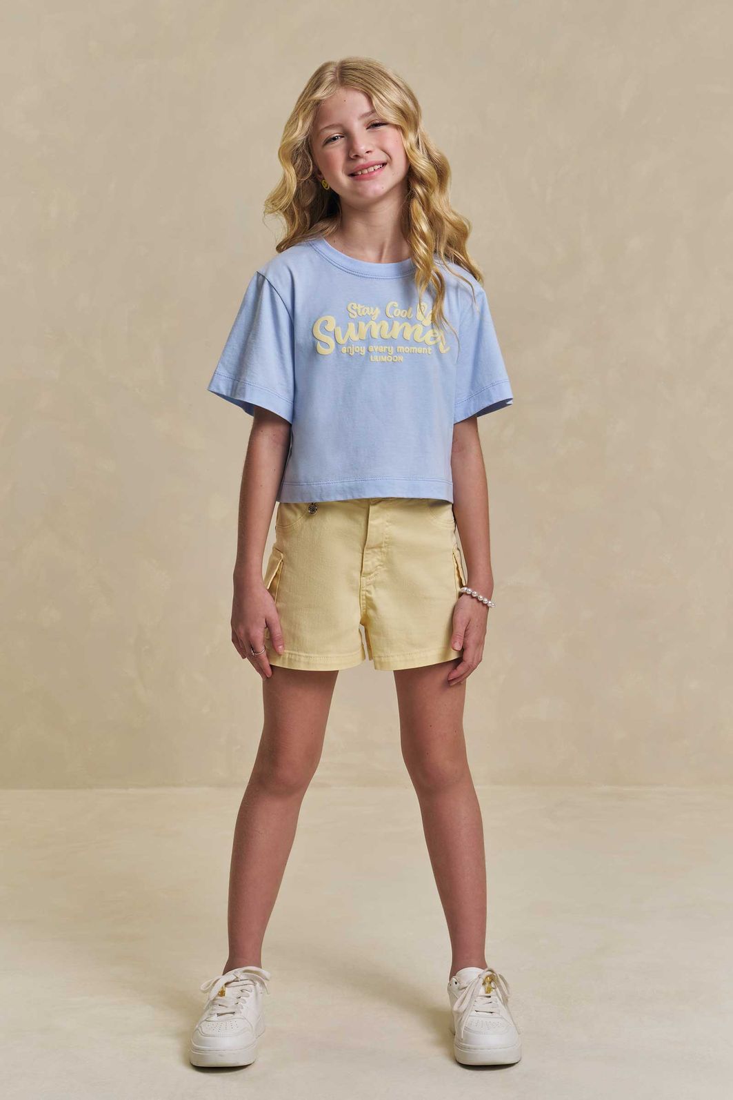 Shorts em sarja com elastano 94606 Lilimoon Teen Menina Shorts em sarja com elastano 94606 Lilimoon Teen Menina