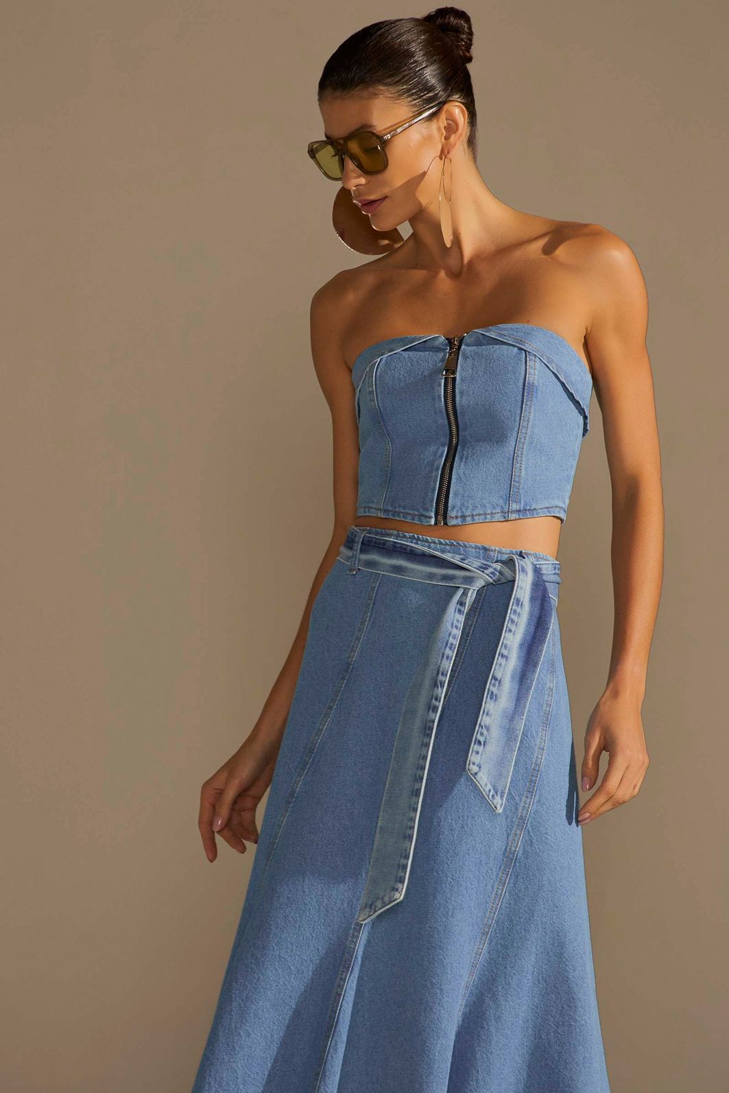 Saia maxi midi em denim 94988 Linzzi Saia maxi midi em denim 94988 Linzzi