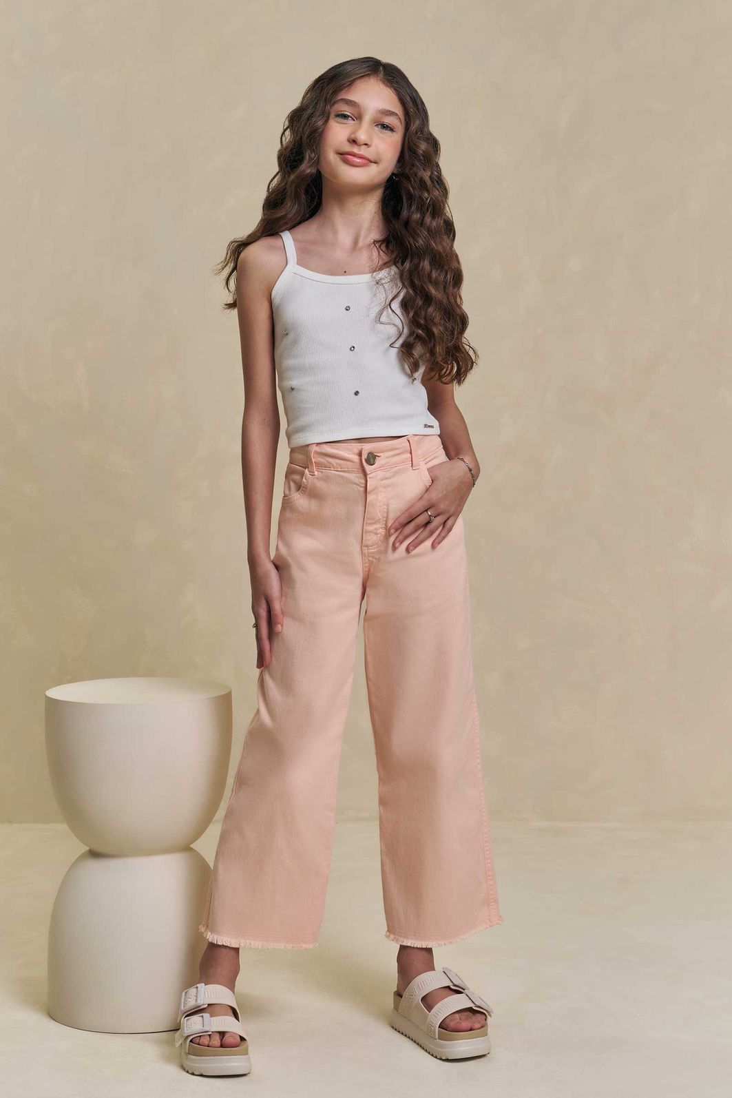 Calça midi em sarja com elastano 94408 Lilimoon Teen Menina Calça midi em sarja com elastano 94408 Lilimoon Teen Menina