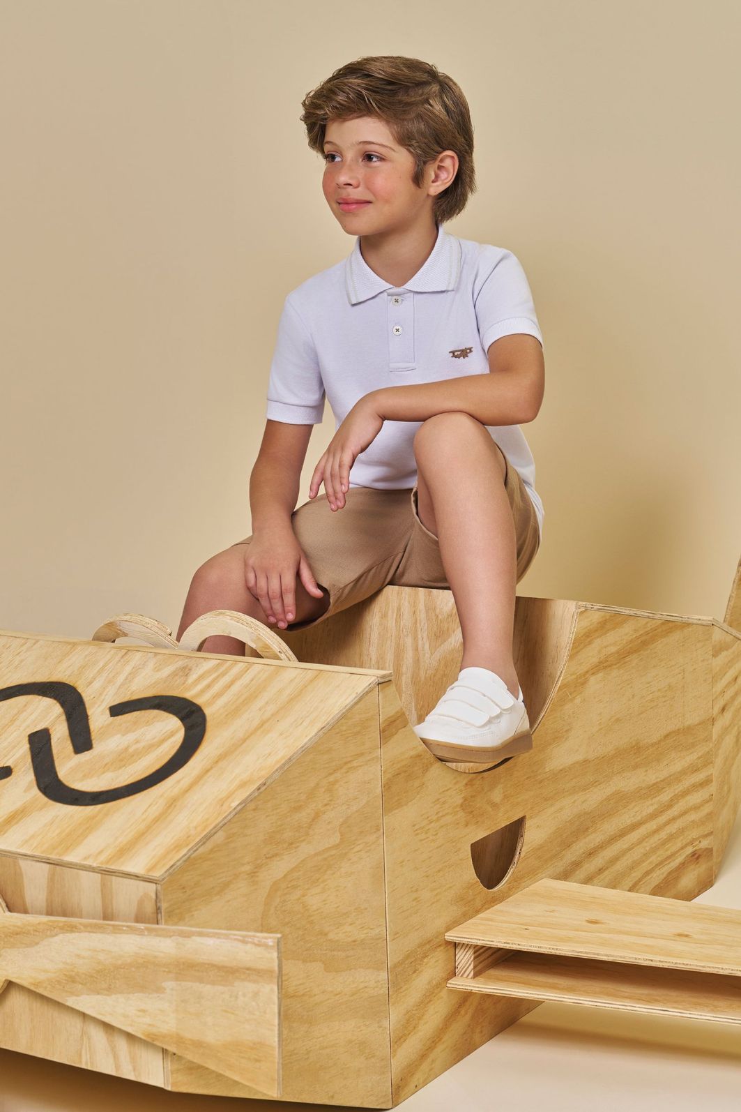 Conjunto de camisa polo em piquet com elastano e bermuda em linho santorine com elastano 94568 LucBoo Infantil Menino Conjunto de camisa polo em piquet com elastano e bermuda em linho santorine com elastano 94568 LucBoo Infantil Menino
