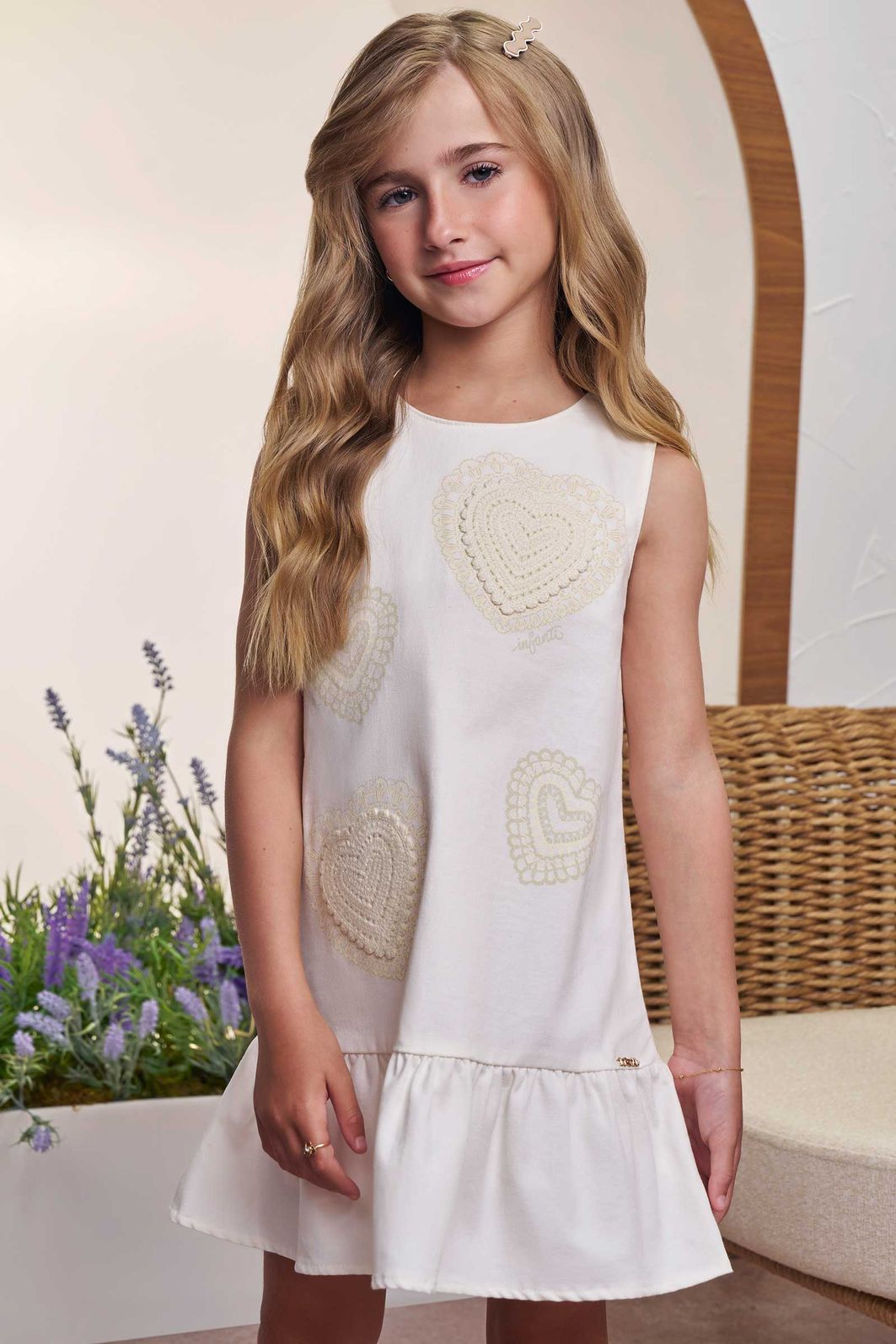 Vestido em sarja com elastano 98613 Infanti Infantil Menina Vestido em sarja com elastano 98613 Infanti Infantil Menina