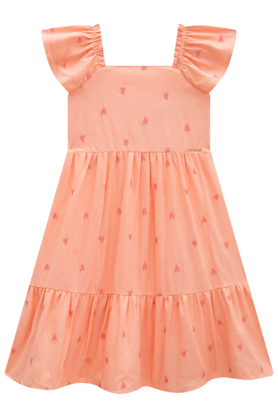 Vestido em linho bordado corações 96650 Infanti Infantil Menina Vestido em linho bordado corações 96650 Infanti Infantil Menina