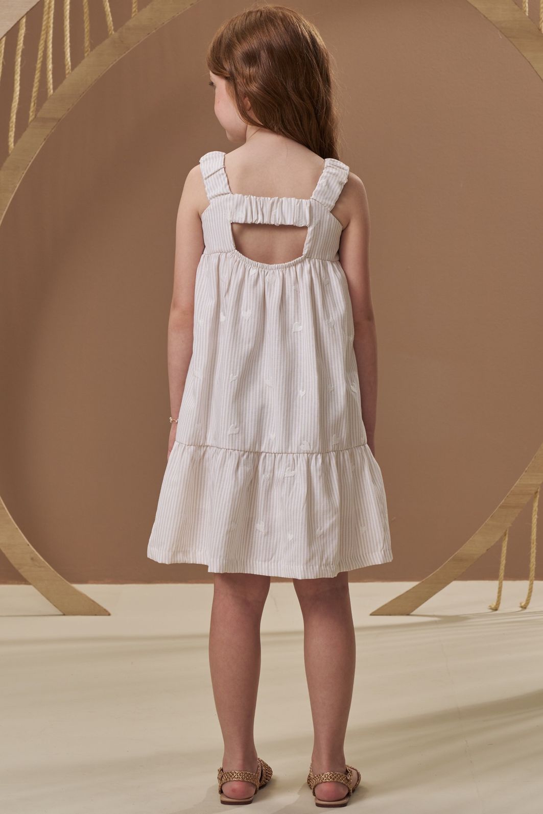 Vestido em tecido listrado bordado 96668 Infanti Infantil Menina Vestido em tecido listrado bordado 96668 Infanti Infantil Menina