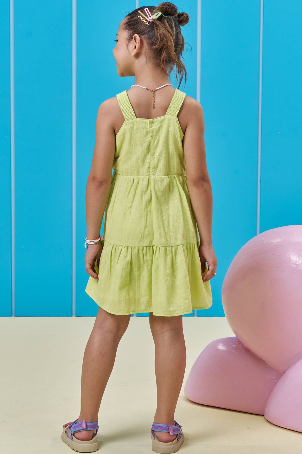 Vestido em tricoline maquinetado 96376 Kukiê Infantil Menina Vestido em tricoline maquinetado 96376 Kukiê Infantil Menina