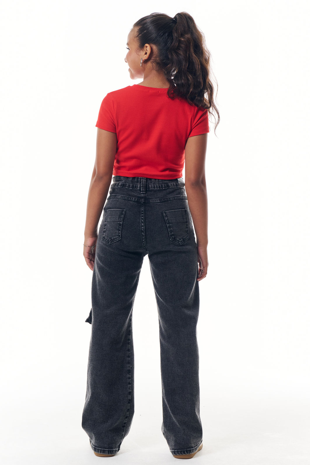 Calça wide leg em jeans com elastano 87510 Vic Teen Menina Calça wide leg em jeans com elastano 87510 Vic Teen Menina