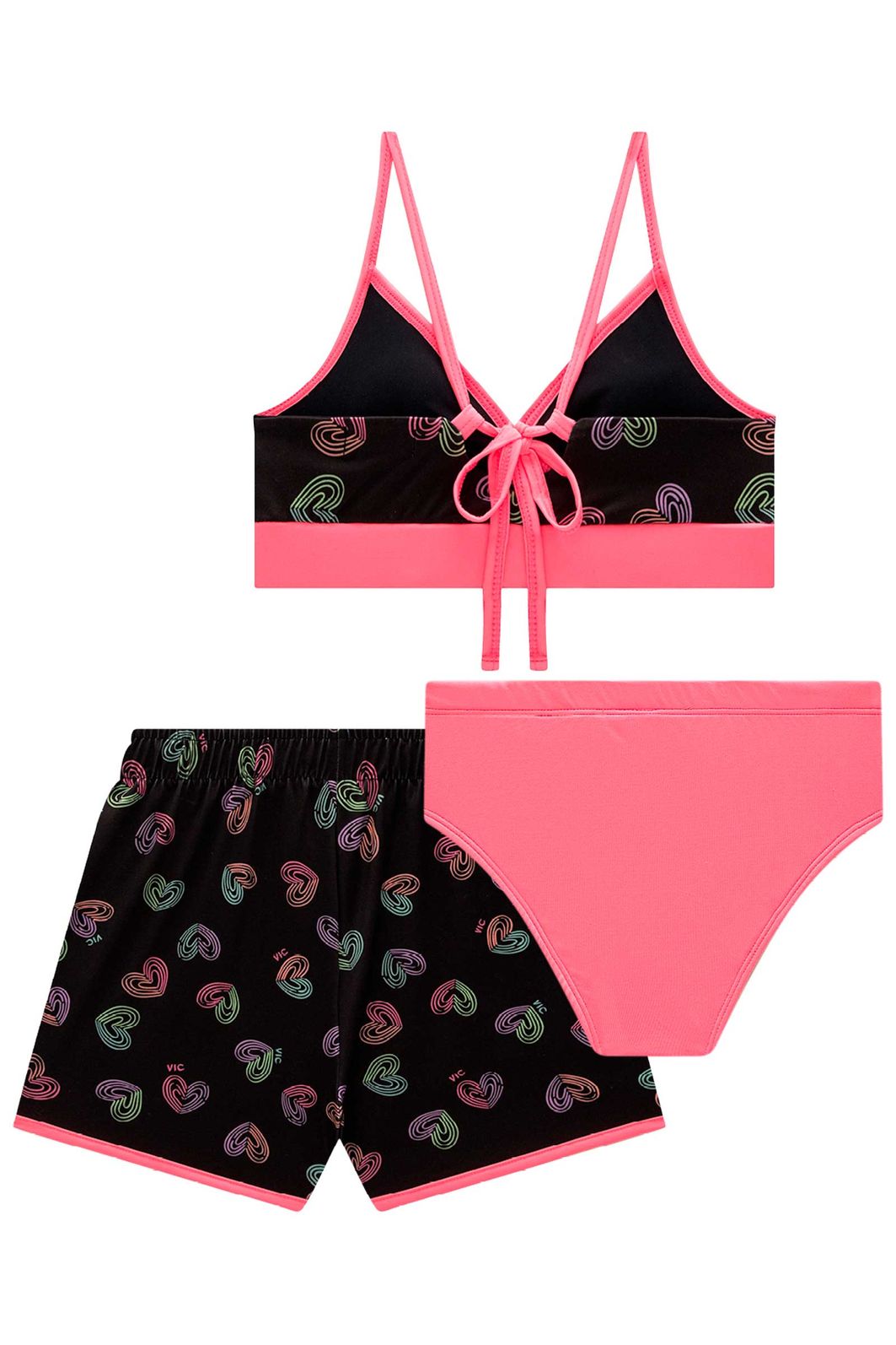 Trio de biquíni e shorts e malha UV50 99508 Vic Teen Menina