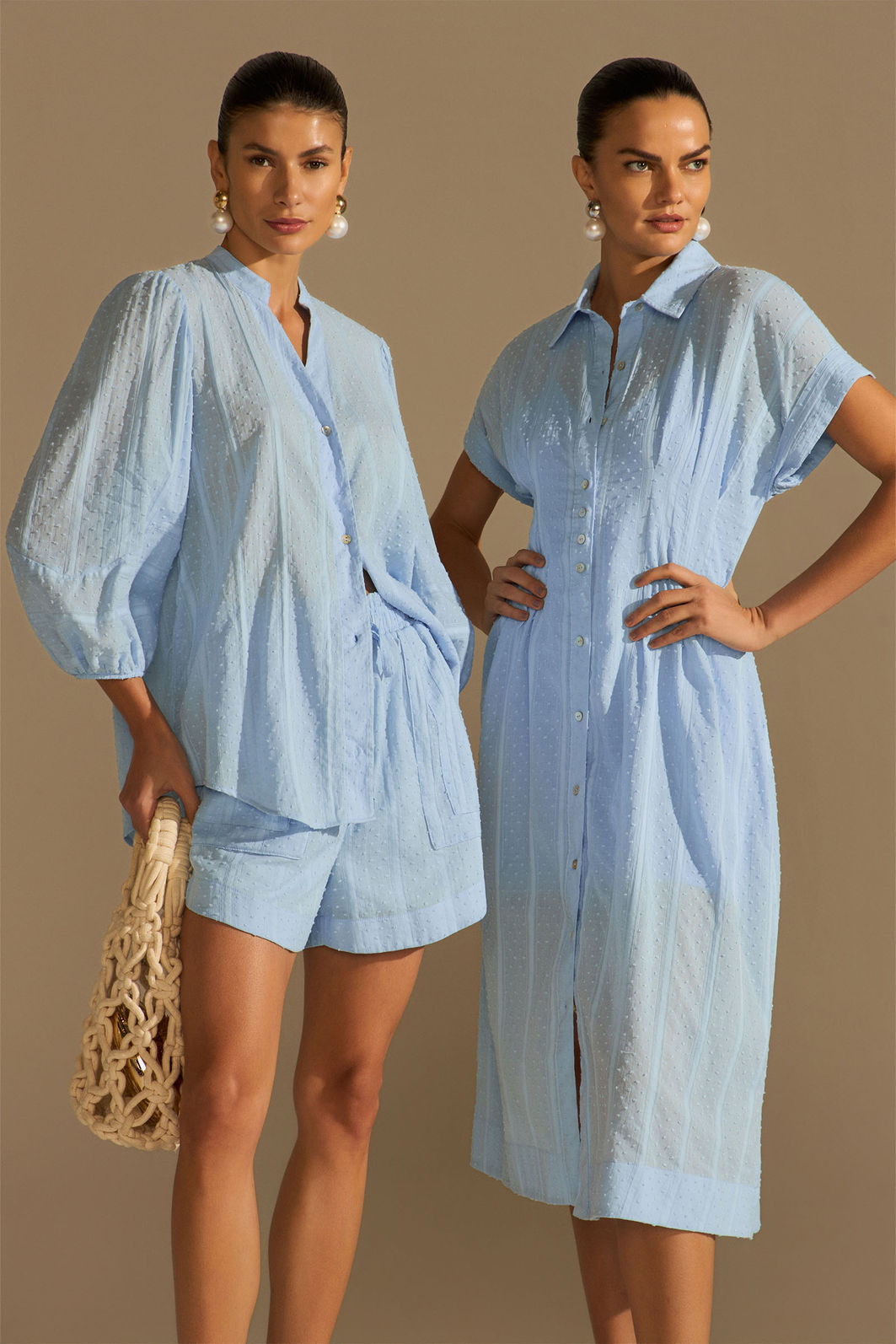 Vestido chemise midi em jacquard de algodão 96755 Linzzi Vestido chemise midi em jacquard de algodão 96755 Linzzi