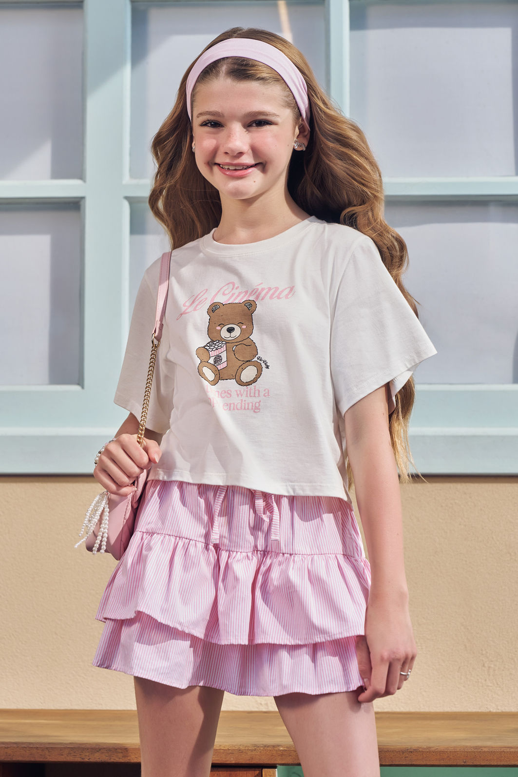 Conjunto de blusa em meia malha, saia em tricoline com elastano e shorts embutido 96868 Vic Teen Menina Conjunto de blusa em meia malha, saia em tricoline com elastano e shorts embutido 96868 Vic Teen Menina