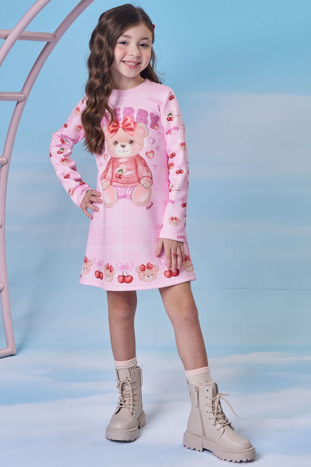 Vestido em fly tech 89567 Kukiê Infantil Menina Vestido em fly tech 89567 Kukiê Infantil Menina