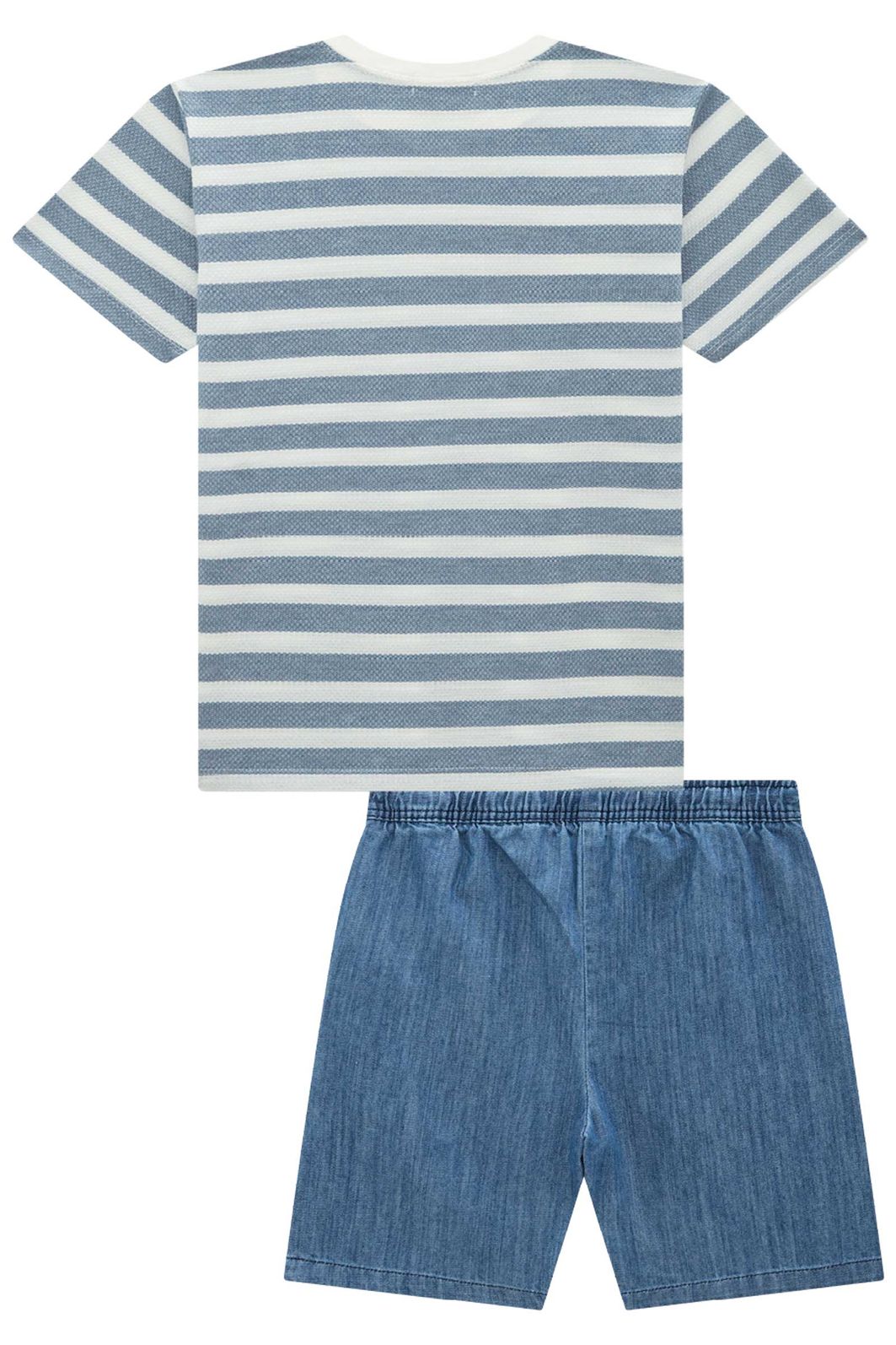 Conjunto de camiseta em malha brizza e bermuda em jeans benicio 96136 LucBoo Infantil Menino Conjunto de camiseta em malha brizza e bermuda em jeans benicio 96136 LucBoo Infantil Menino