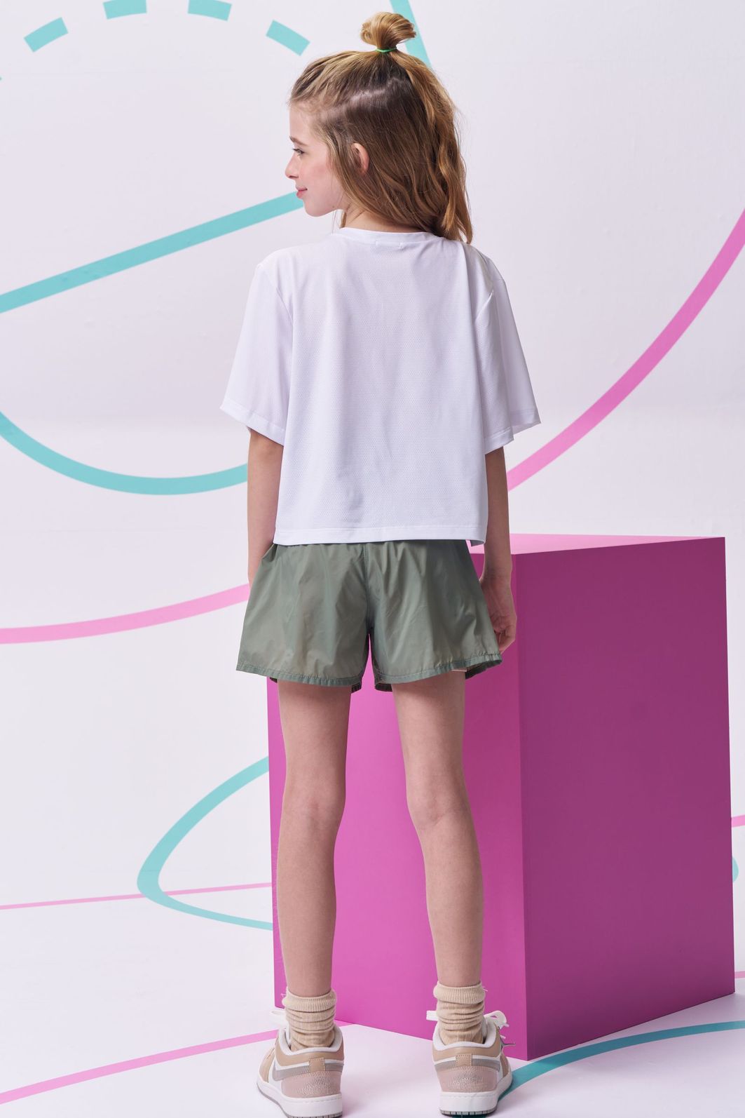 Conjunto de blusa em malha yuki e shorts em air tech 96529 Vic Teen Menina