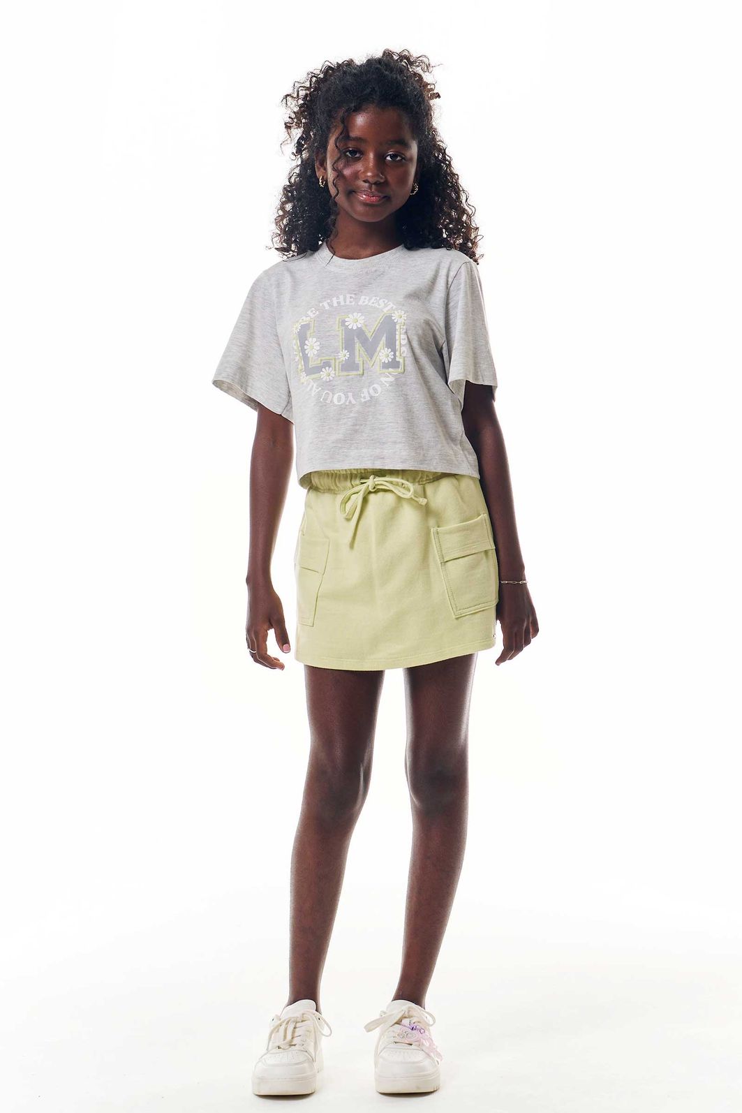 Conjunto de blusa em meia malha e short saia em moletom sem pelúcia 92681 Lilimoon Teen Menina Conjunto de blusa em meia malha e short saia em moletom sem pelúcia 92681 Lilimoon Teen Menina