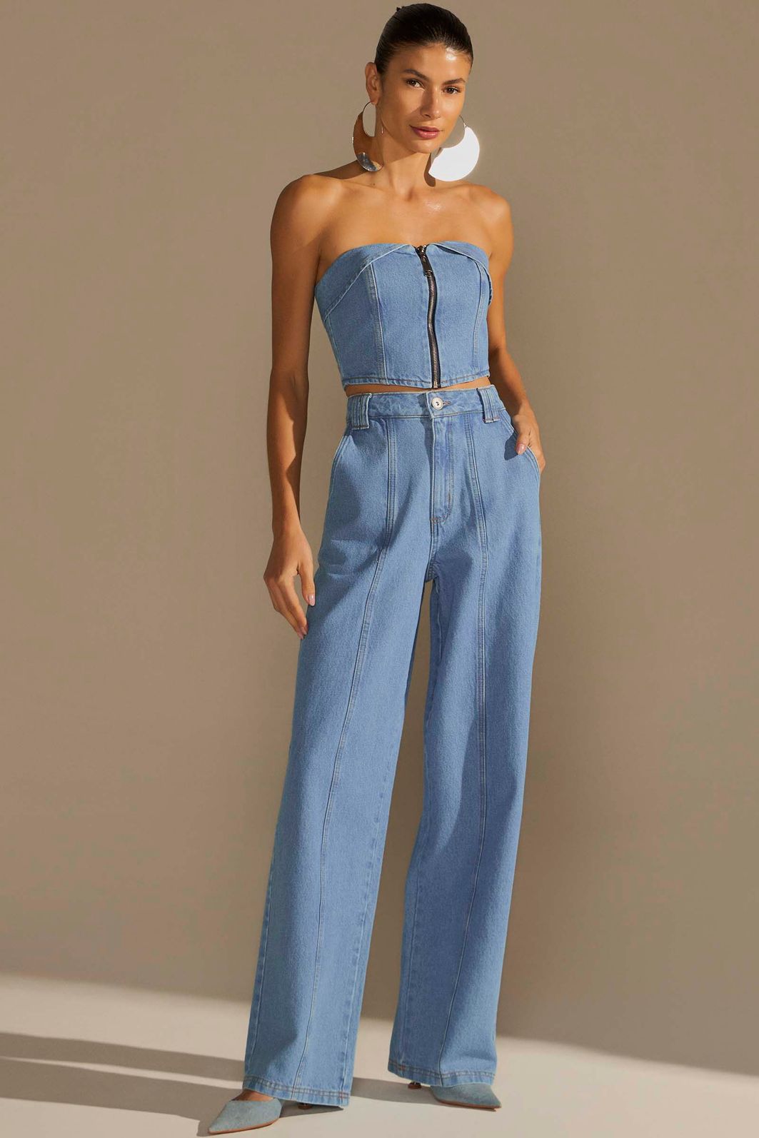 Calça reta em denim 94989 Linzzi Calça reta em denim 94989 Linzzi