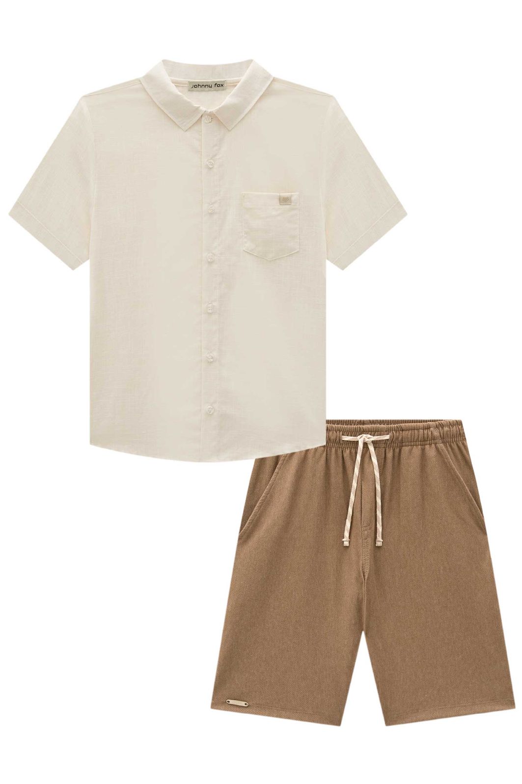 Conjunto de camisa em verano chambray e bermuda em cotton jeans com elastano 96723 Johnny Fox Teen Menino Conjunto de camisa em verano chambray e bermuda em cotton jeans com elastano 96723 Johnny Fox Teen Menino