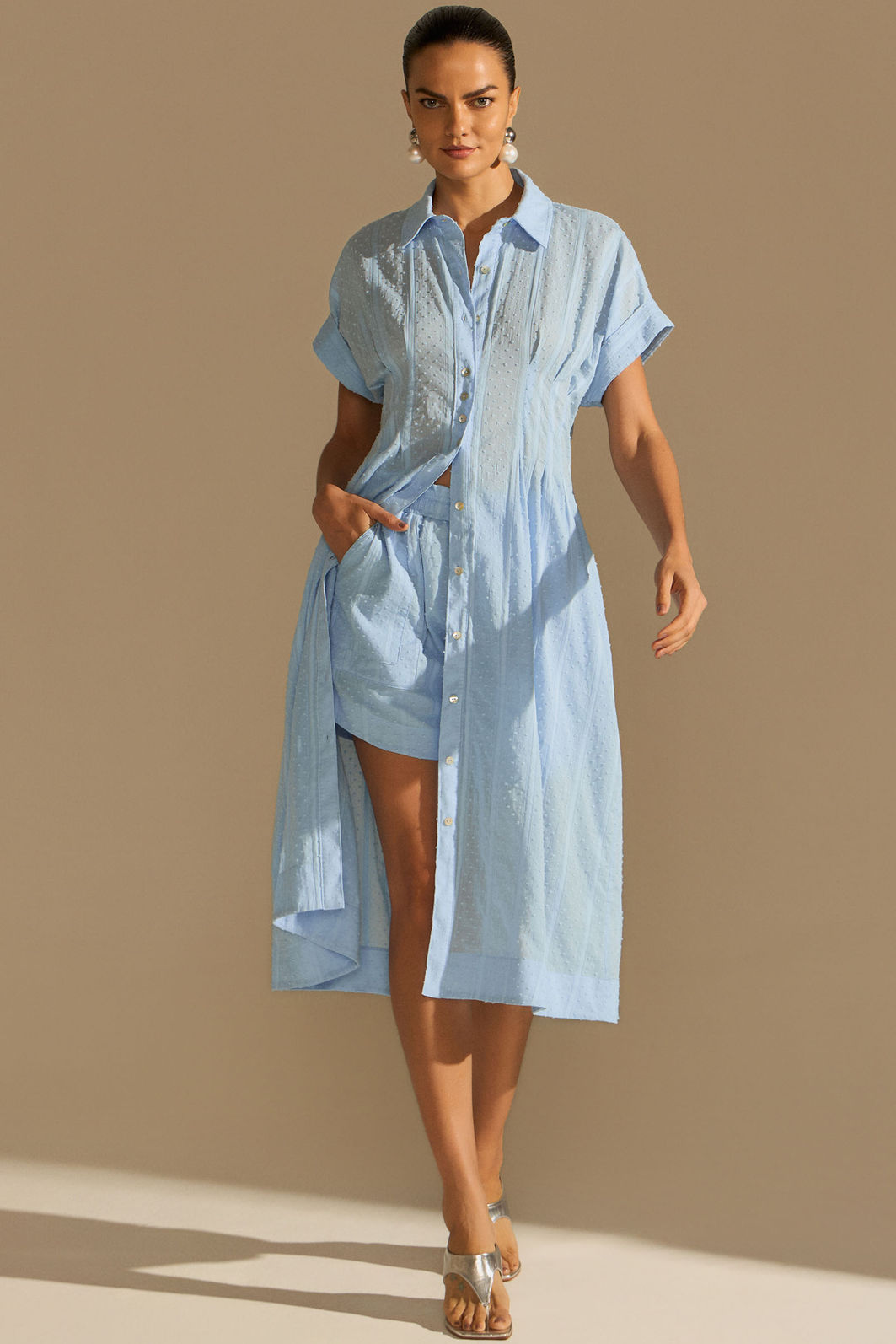 Vestido chemise midi em jacquard de algodão 96755 Linzzi Vestido chemise midi em jacquard de algodão 96755 Linzzi