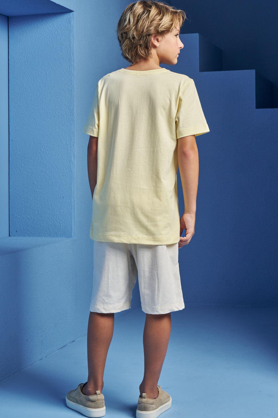 Bermuda em linho santorine com elastano 98692 Johnny Fox Teen Menino