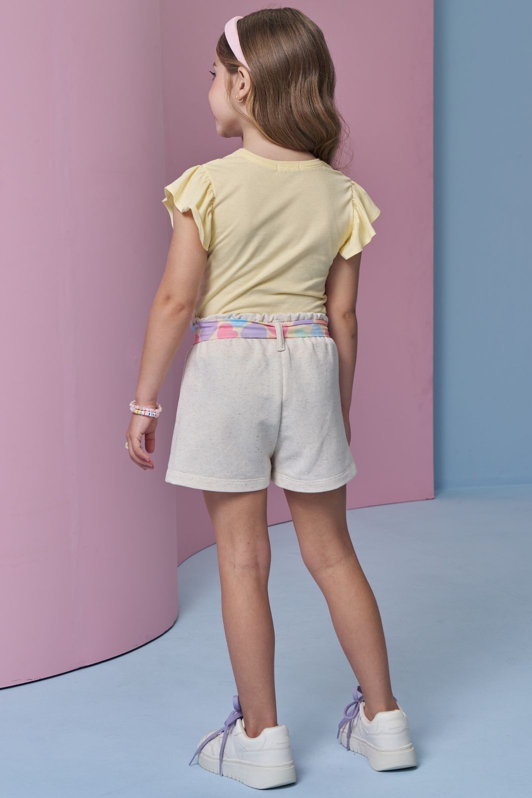 Conjunto de blusa em meia malha e shorts em moletom sem pelúcia 95425 Infanti Infantil Menina Conjunto de blusa em meia malha e shorts em moletom sem pelúcia 95425 Infanti Infantil Menina
