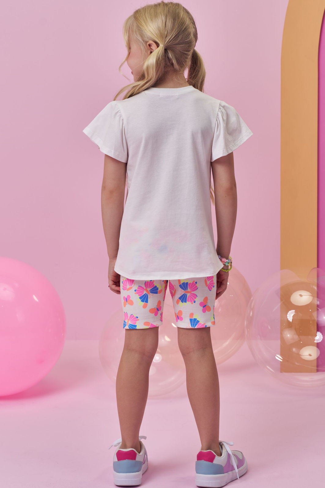 Conjunto de blusa em meia malha e bermuda biker em fly tech 98453 Kukiê Infantil Menina Conjunto de blusa em meia malha e bermuda biker em fly tech 98453 Kukiê Infantil Menina