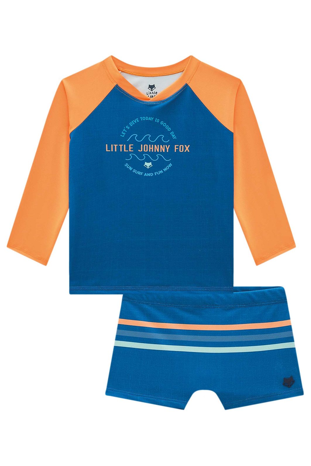 Conjunto de camiseta e sunga em malha uv dry com proteção UV50+ 99562 Johnny Fox Teen Menino Conjunto de camiseta e sunga em malha uv dry com proteção UV50+ 99562 Johnny Fox Teen Menino
