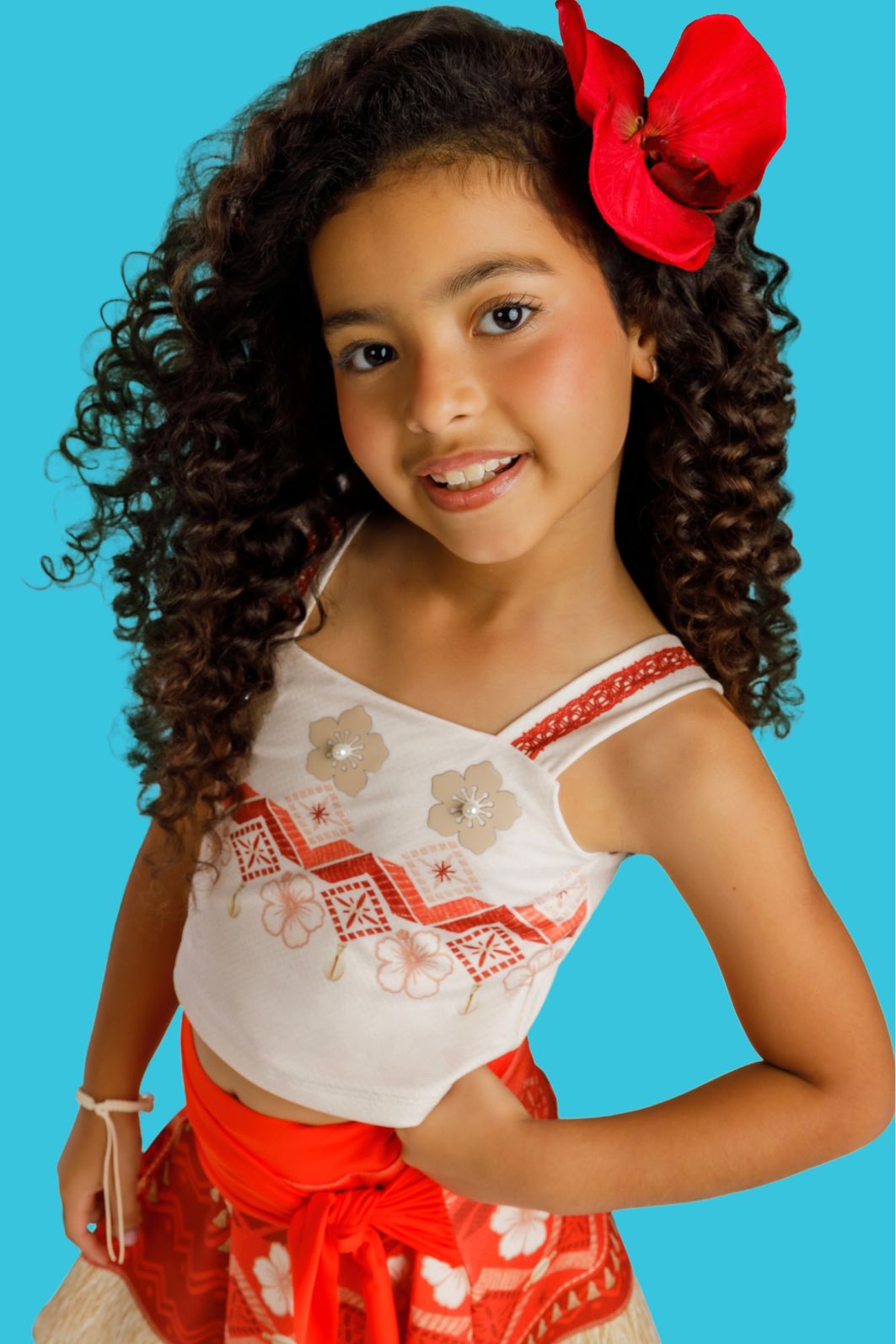 Fantasia de Havaiana (Cropped em malha uv e saia em fly tech com shorts embutido) 97604 Kukiê Infantil Menina Fantasia de Havaiana (Cropped em malha uv e saia em fly tech com shorts embutido) 97604 Kukiê Infantil Menina