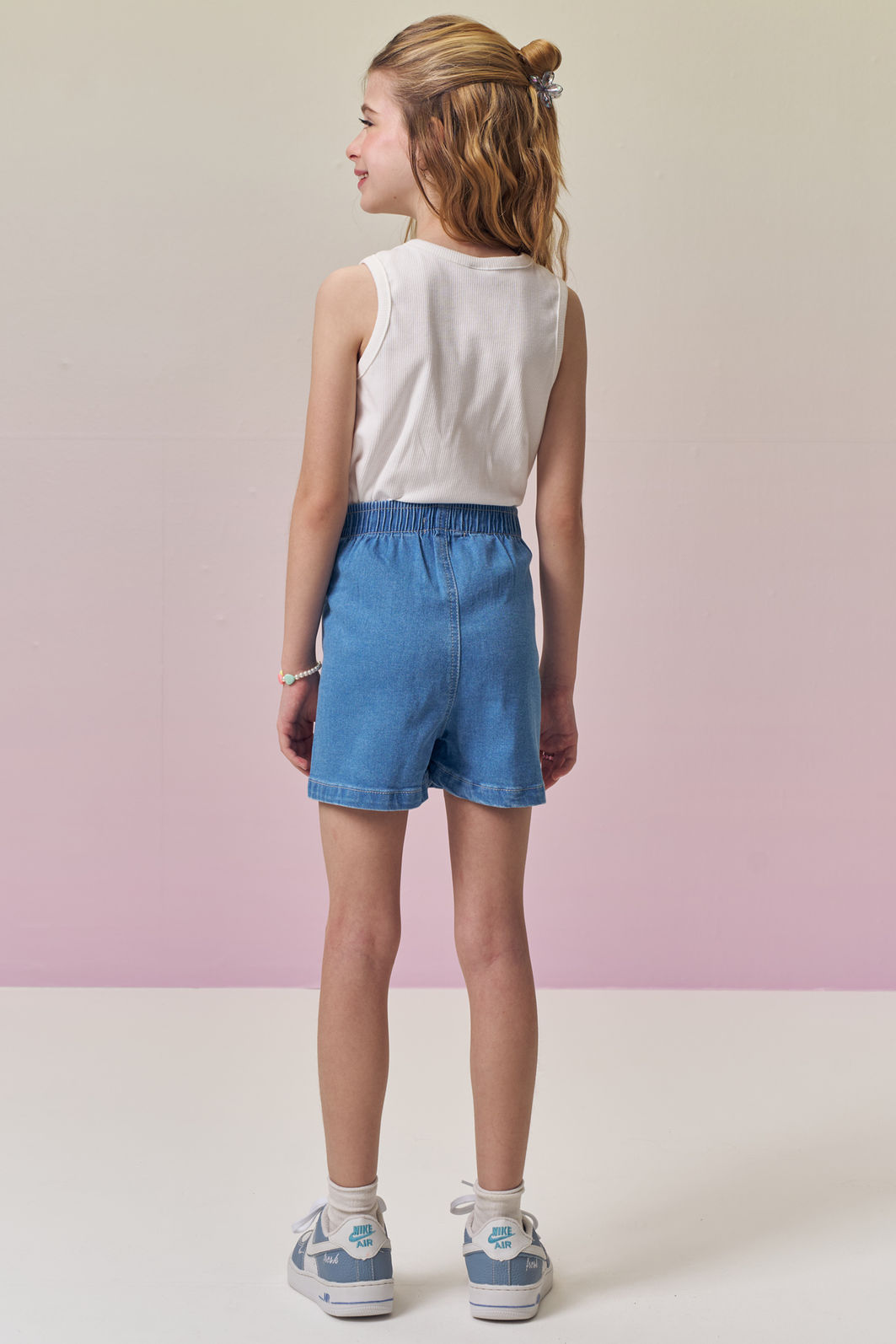 Short saia em jeans com elastano 94990 Vic Teen Menina Short saia em jeans com elastano 94990 Vic Teen Menina