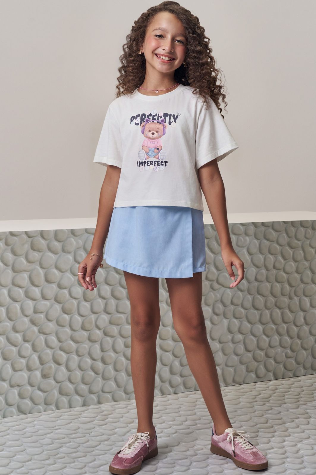 Conjunto de blusa em meia malha e short saia em tecido new positano 98809 Lilimoon Teen Menina Conjunto de blusa em meia malha e short saia em tecido new positano 98809 Lilimoon Teen Menina