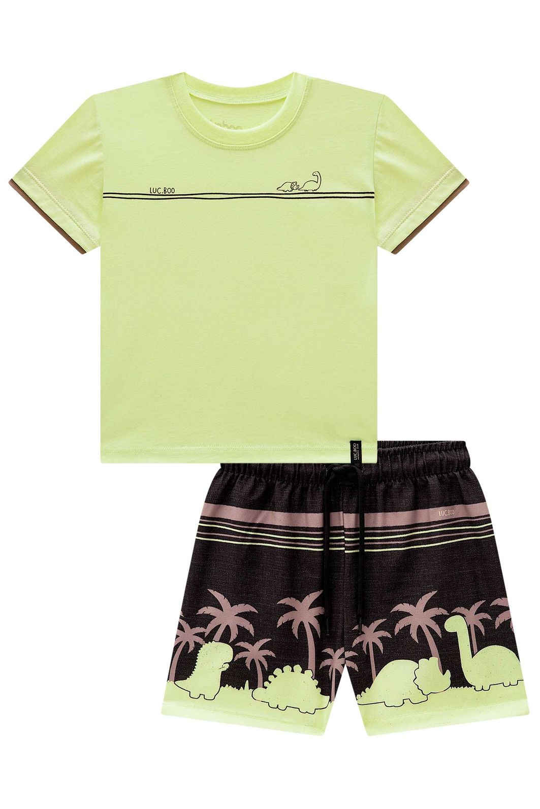 Conjunto de camiseta em meia malha e bermuda em nylon ergonomic com elastano 99060 LucBoo Infantil Menino Conjunto de camiseta em meia malha e bermuda em nylon ergonomic com elastano 99060 LucBoo Infantil Menino