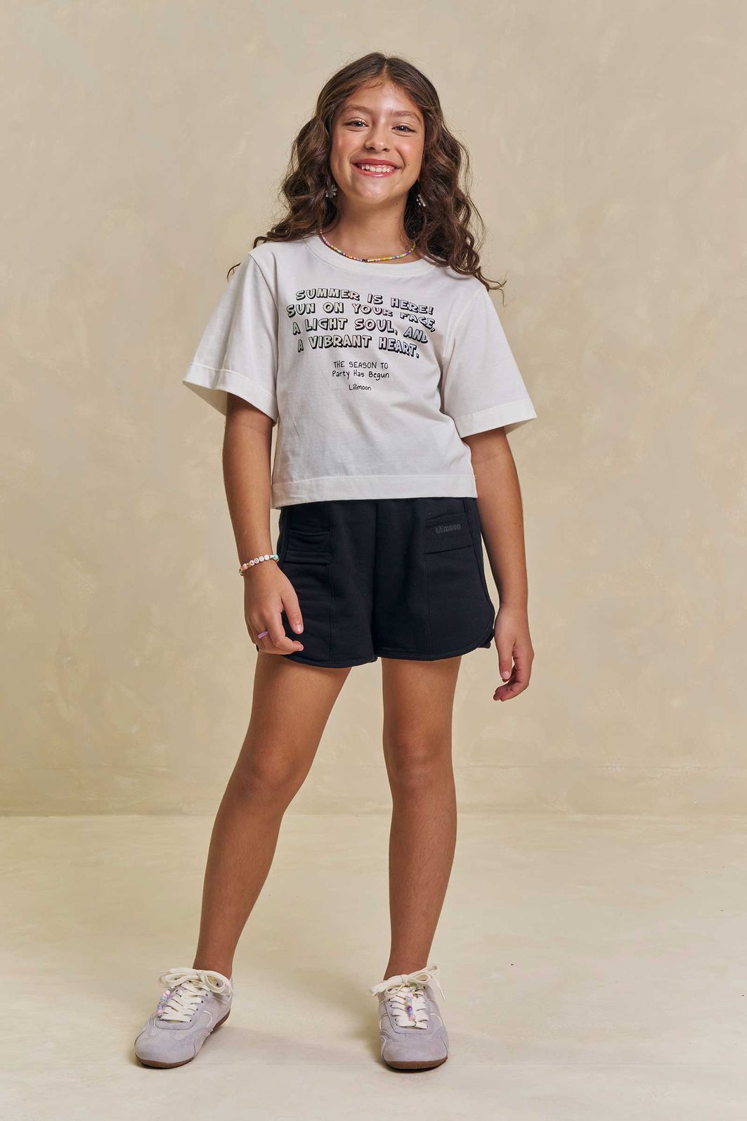 Conjunto de blusa em meia malha e shorts em moletom sem pelúcia 96291 Lilimoon Teen Menina Conjunto de blusa em meia malha e shorts em moletom sem pelúcia 96291 Lilimoon Teen Menina