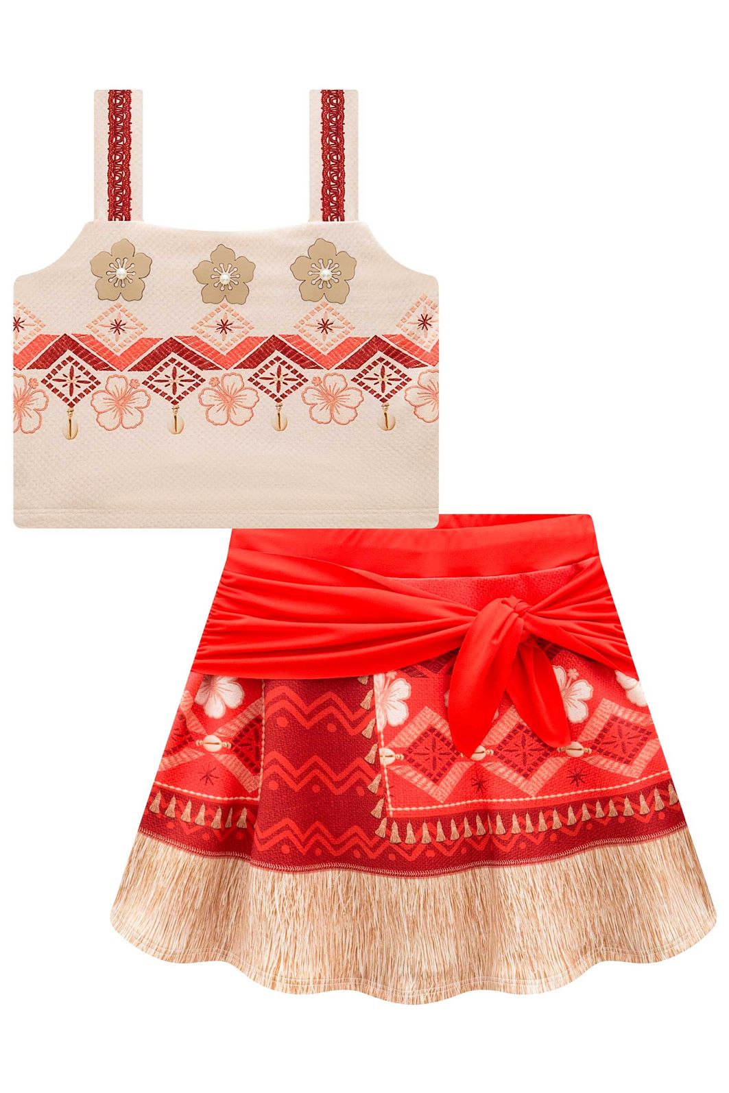 Fantasia de Havaiana (Cropped em malha uv e saia em fly tech com shorts embutido) 97604 Kukiê Infantil Menina Fantasia de Havaiana (Cropped em malha uv e saia em fly tech com shorts embutido) 97604 Kukiê Infantil Menina