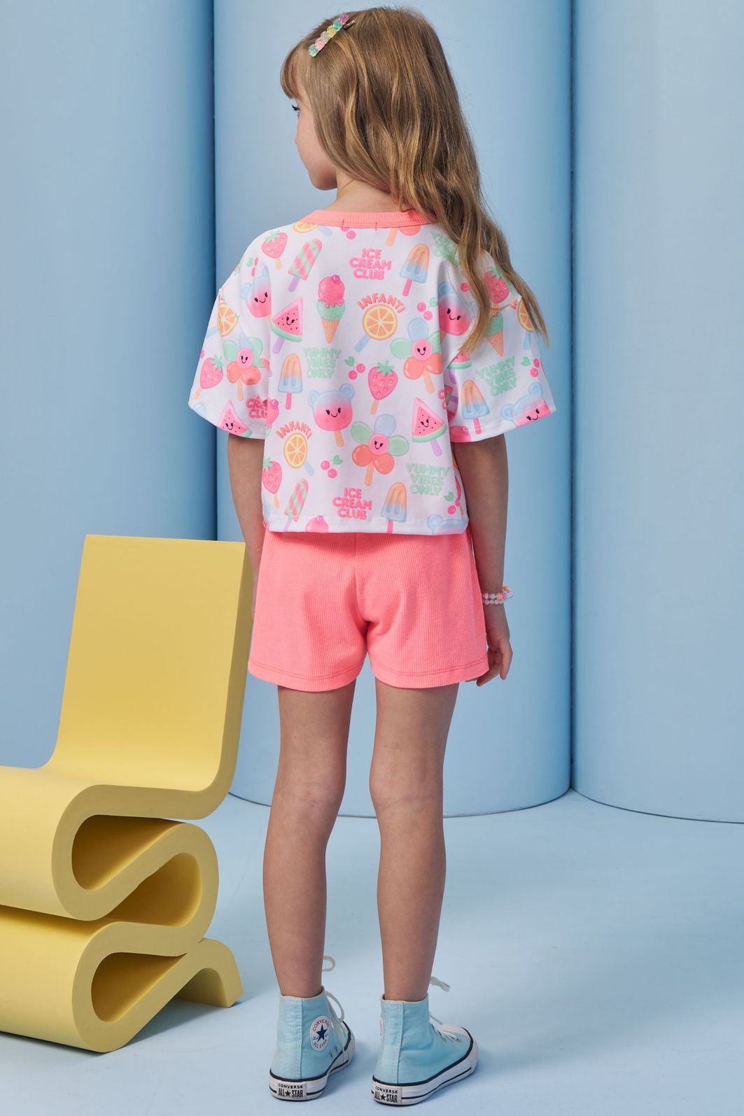 Conjunto de blusa em malha power e shorts em canelado liz 95420 Infanti Infantil Menina Conjunto de blusa em malha power e shorts em canelado liz 95420 Infanti Infantil Menina
