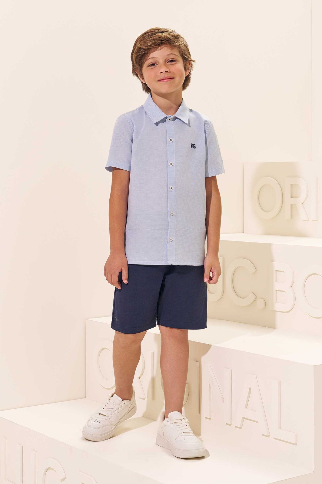 Conjunto de camisa em tecido camisaria chianti e bermuda em sarja girassol com elastano 97330 LucBoo Infantil Menino Conjunto de camisa em tecido camisaria chianti e bermuda em sarja girassol com elastano 97330 LucBoo Infantil Menino