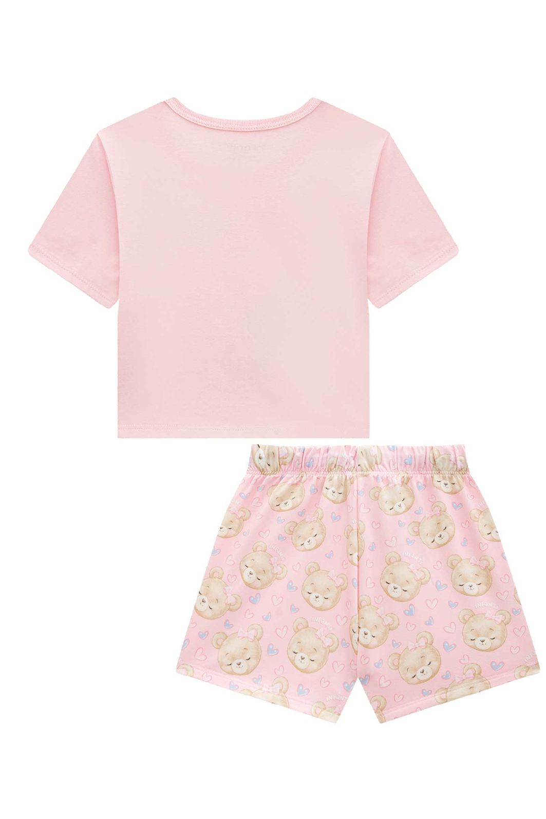 Conjunto de pijama de blusa em meia malha com shorts em malha comfy 95999 Infanti Infantil Menina Conjunto de pijama de blusa em meia malha com shorts em malha comfy 95999 Infanti Infantil Menina