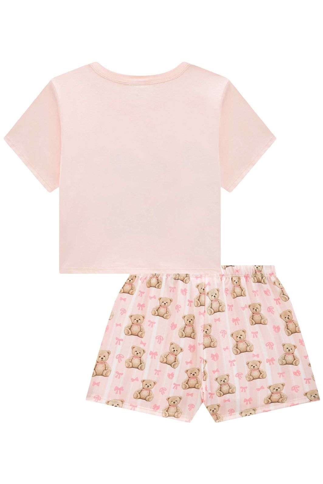 Conjunto de pijama com blusa em meia malha e shorts em malha fresh 95089 Vic Teen Menina