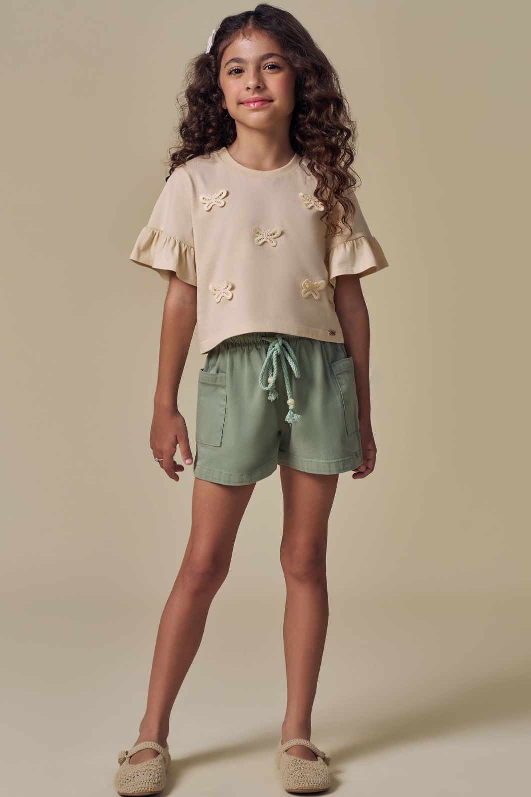Shorts em sarja com elastano 94947 Infanti Infantil Menina