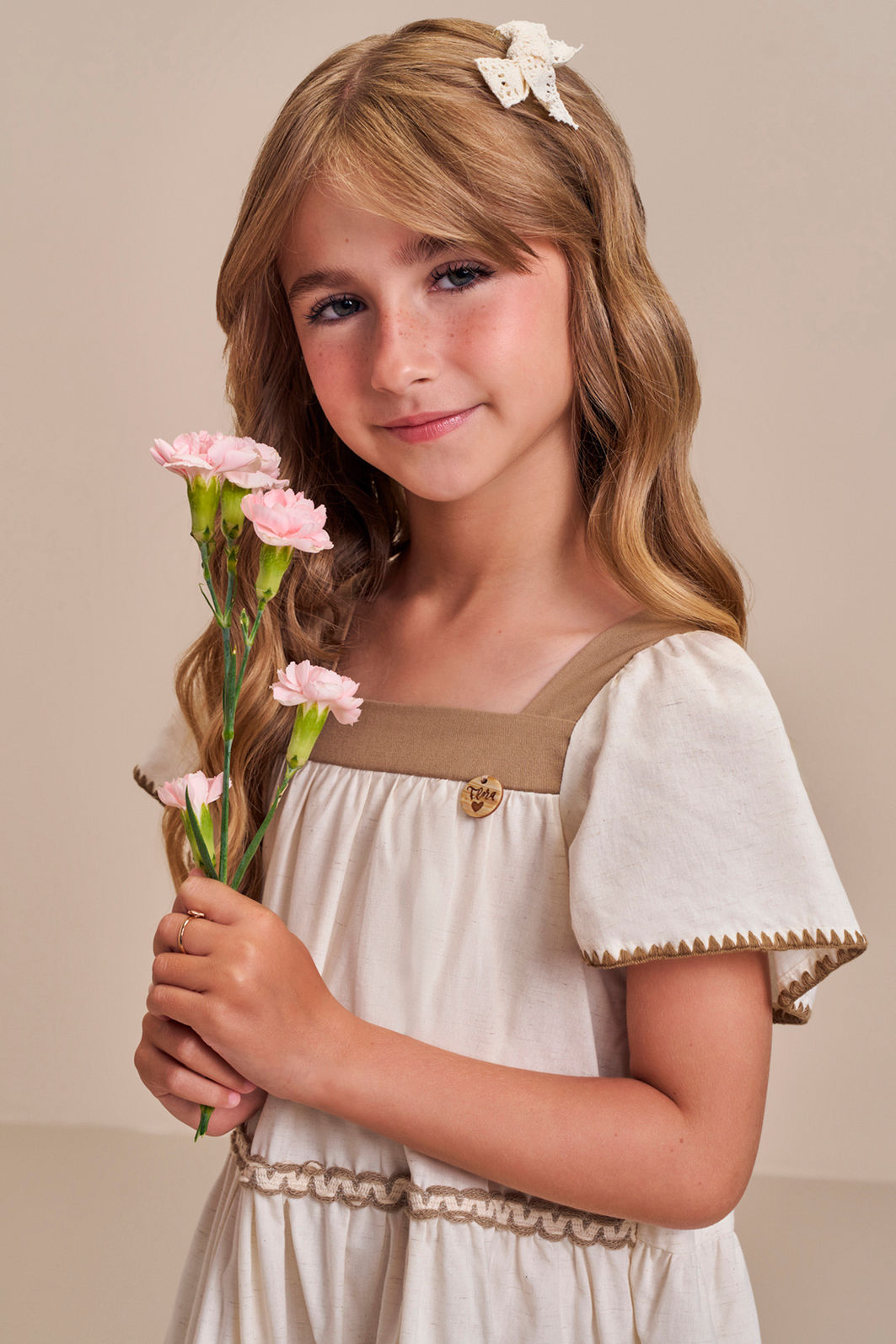 Vestido em linho deluxe 98882 Infanti Infantil Menina Vestido em linho deluxe 98882 Infanti Infantil Menina