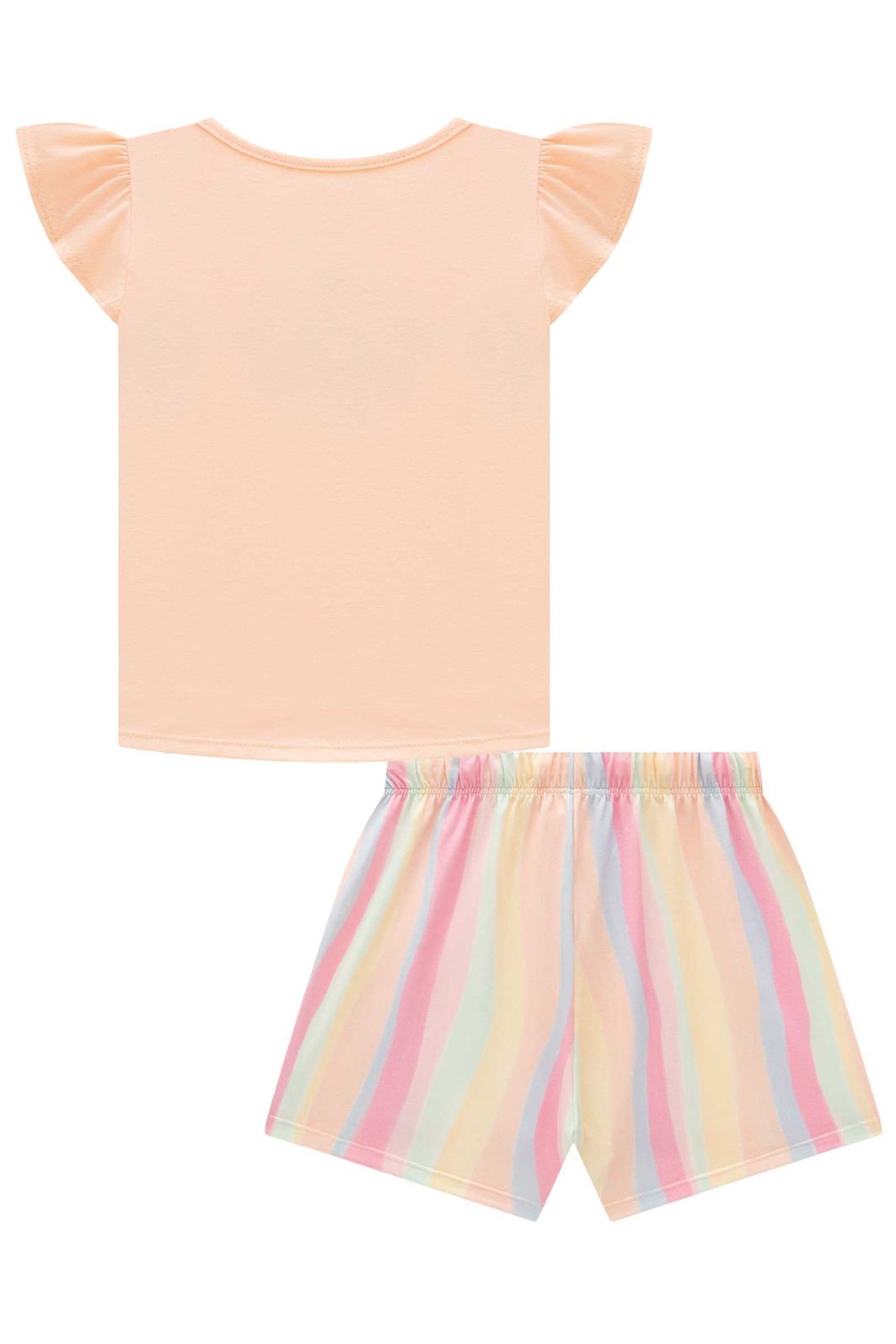 Conjunto de pijama de blusa em meia malha e shorts em malha comfy 96211 Infanti Infantil Menina