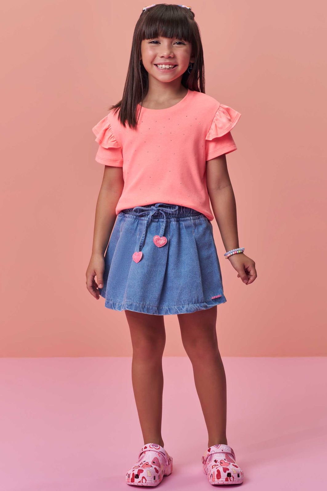 Shorts saia em jeans wishita 98342 Infanti Infantil Menina Shorts saia em jeans wishita 98342 Infanti Infantil Menina
