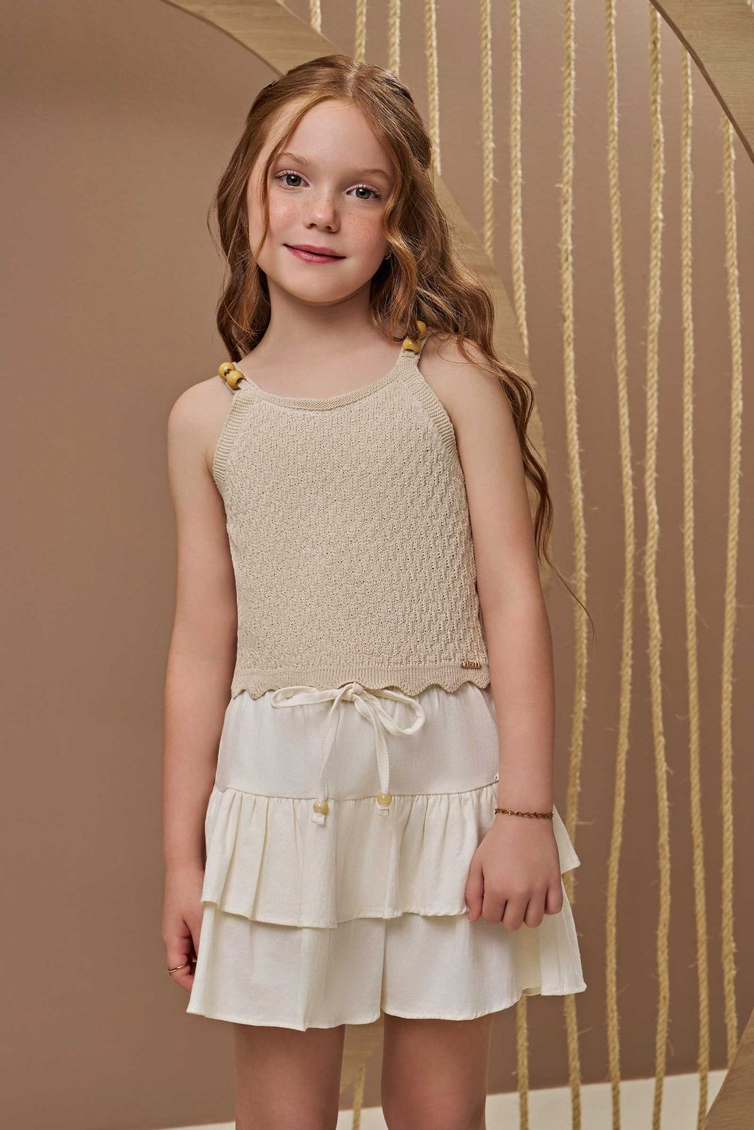 Saia em sarja com elastano. Com shorts embutido 95407 Infanti Infantil Menina