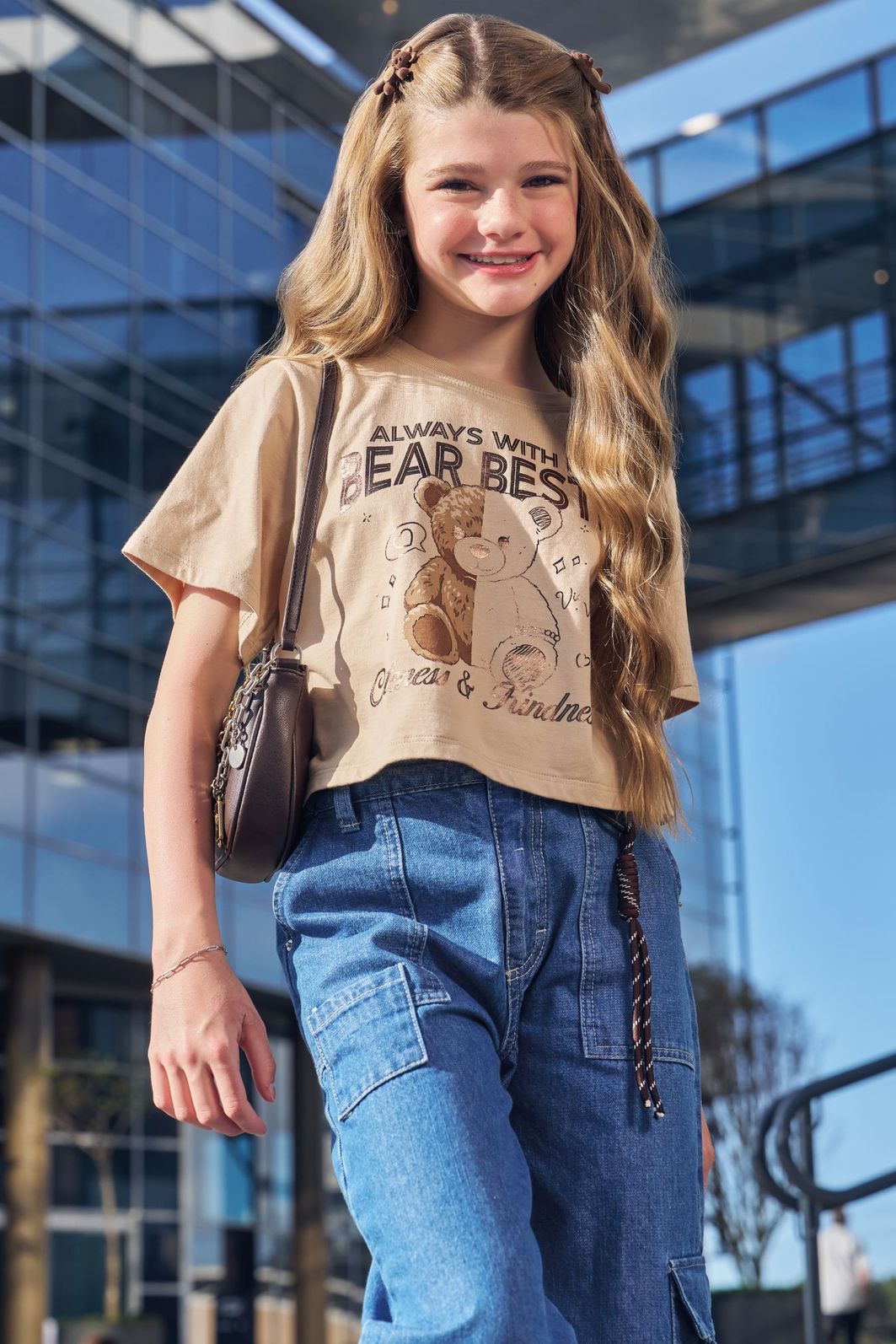 Calça wide leg cargo em jeans 95589 Vic Teen Menina Calça wide leg cargo em jeans 95589 Vic Teen Menina
