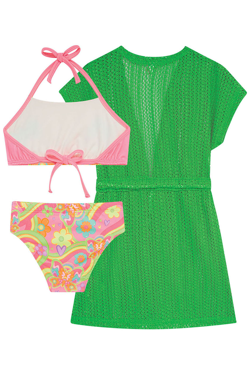 Biquíni em malha com proteção UV50+ e saída de praia em malha tricot 93049 Kukiê Infantil Menina Biquíni em malha com proteção UV50+ e saída de praia em malha tricot 93049 Kukiê Infantil Menina