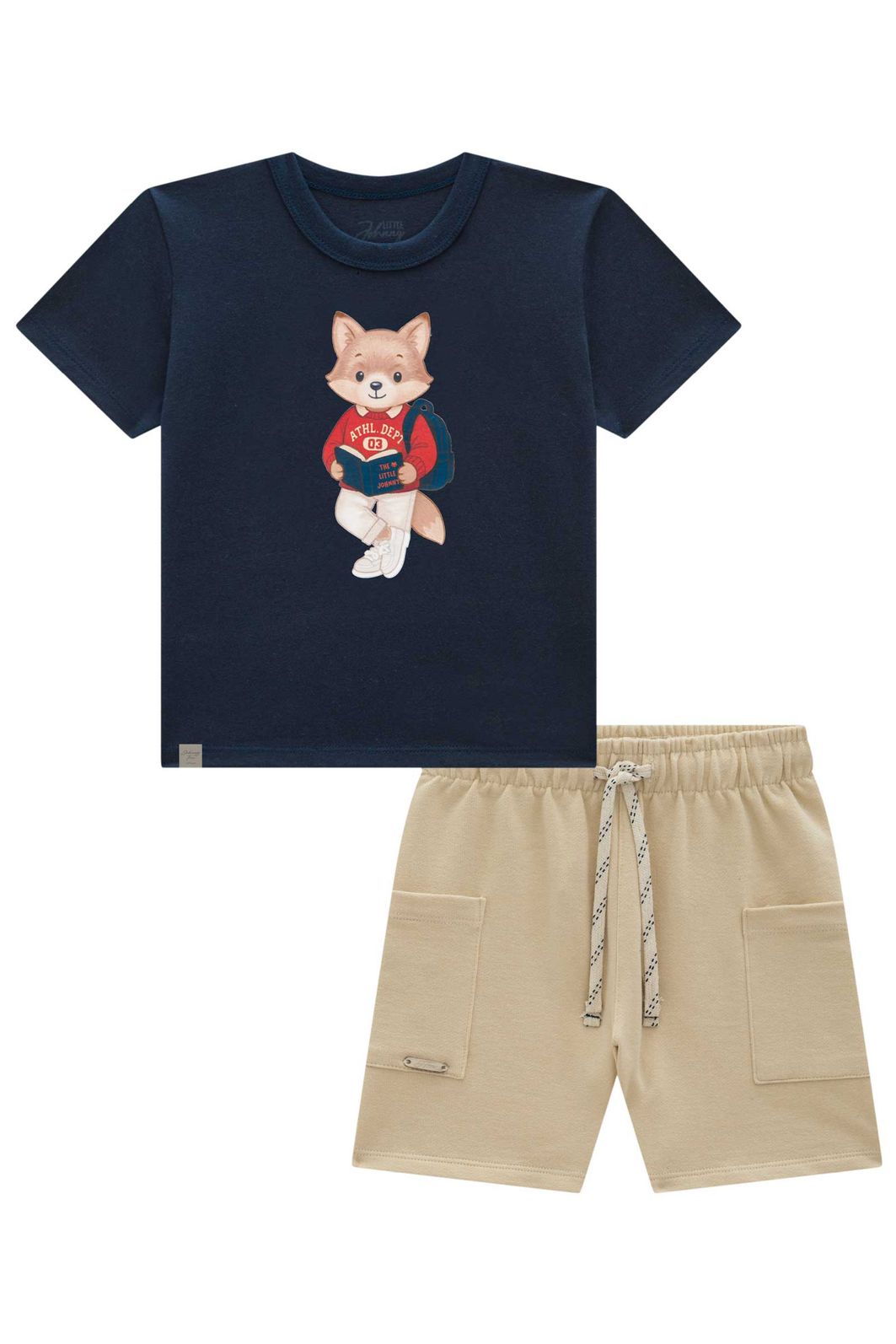 Conjunto de camiseta em meia malha e bermuda em moletwill com elastano 95178 Johnny Fox Teen Menino Conjunto de camiseta em meia malha e bermuda em moletwill com elastano 95178 Johnny Fox Teen Menino