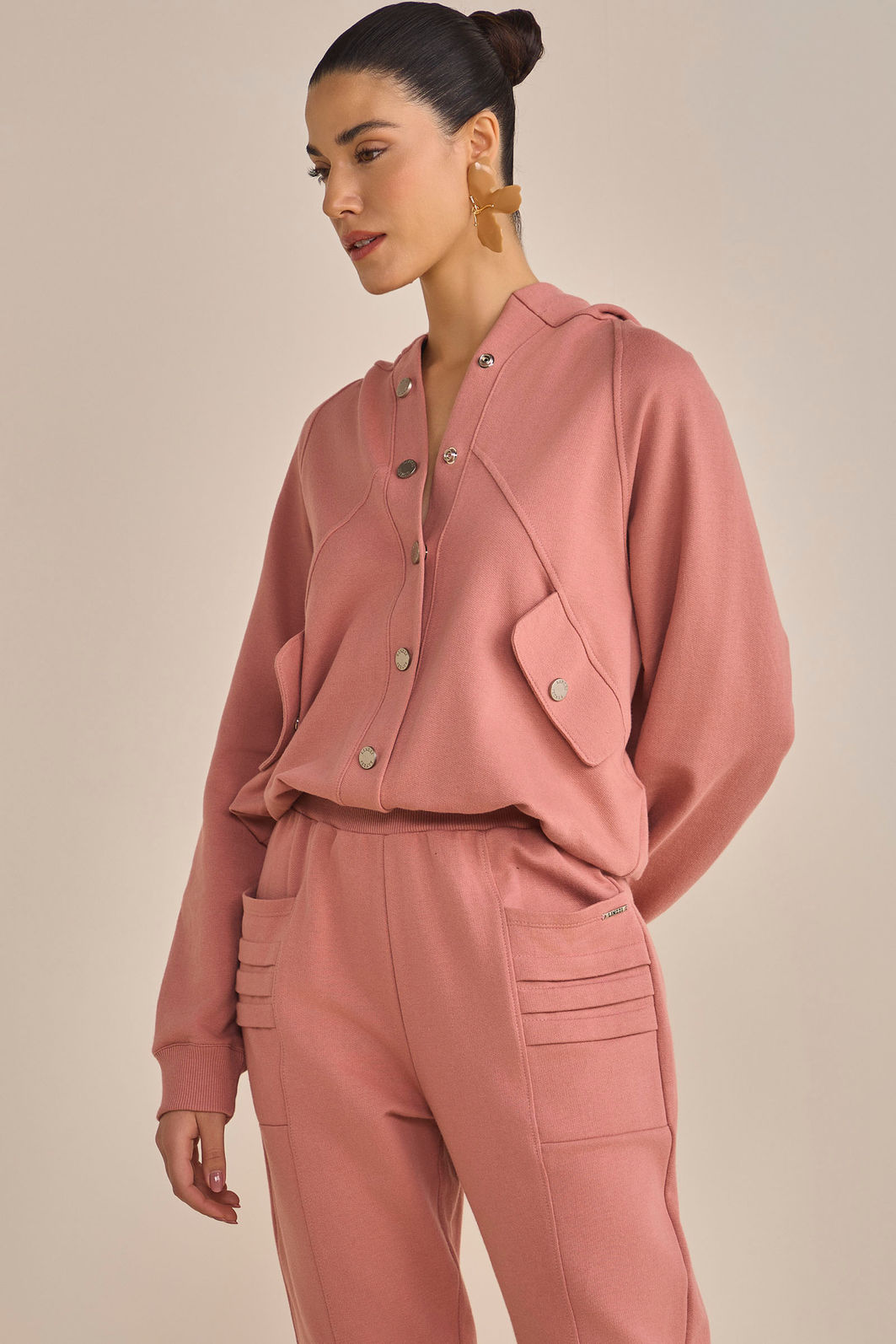 Jaqueta oversized em moletom sem pelúcia 92237 Linzzi