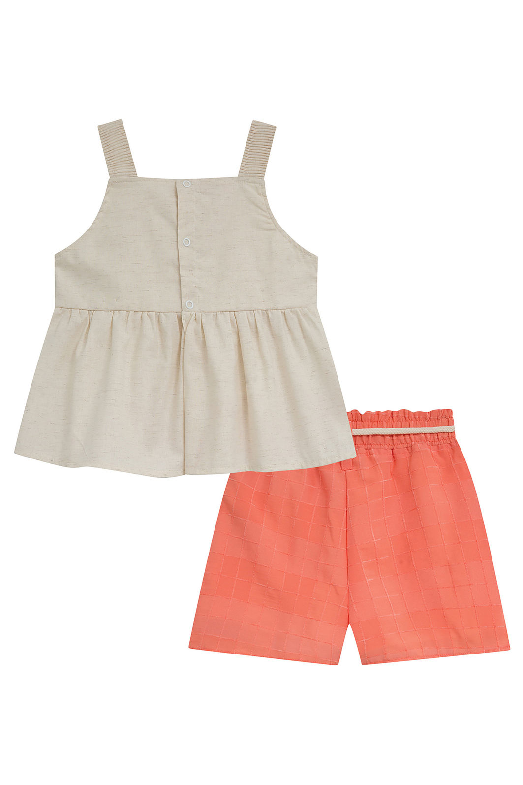Conjunto de bata em linho deluxe e shorts em tecido grid chenille 95889 Kukiê Infantil Menina Conjunto de bata em linho deluxe e shorts em tecido grid chenille 95889 Kukiê Infantil Menina