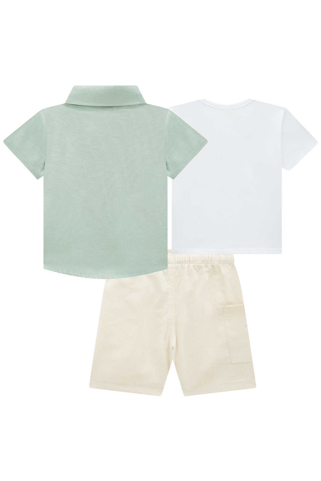Trio de camisa em linho deluxe camiseta em meia malha e bermuda em linho santorine 95434 Johnny Fox Teen Menino Trio de camisa em linho deluxe camiseta em meia malha e bermuda em linho santorine 95434 Johnny Fox Teen Menino