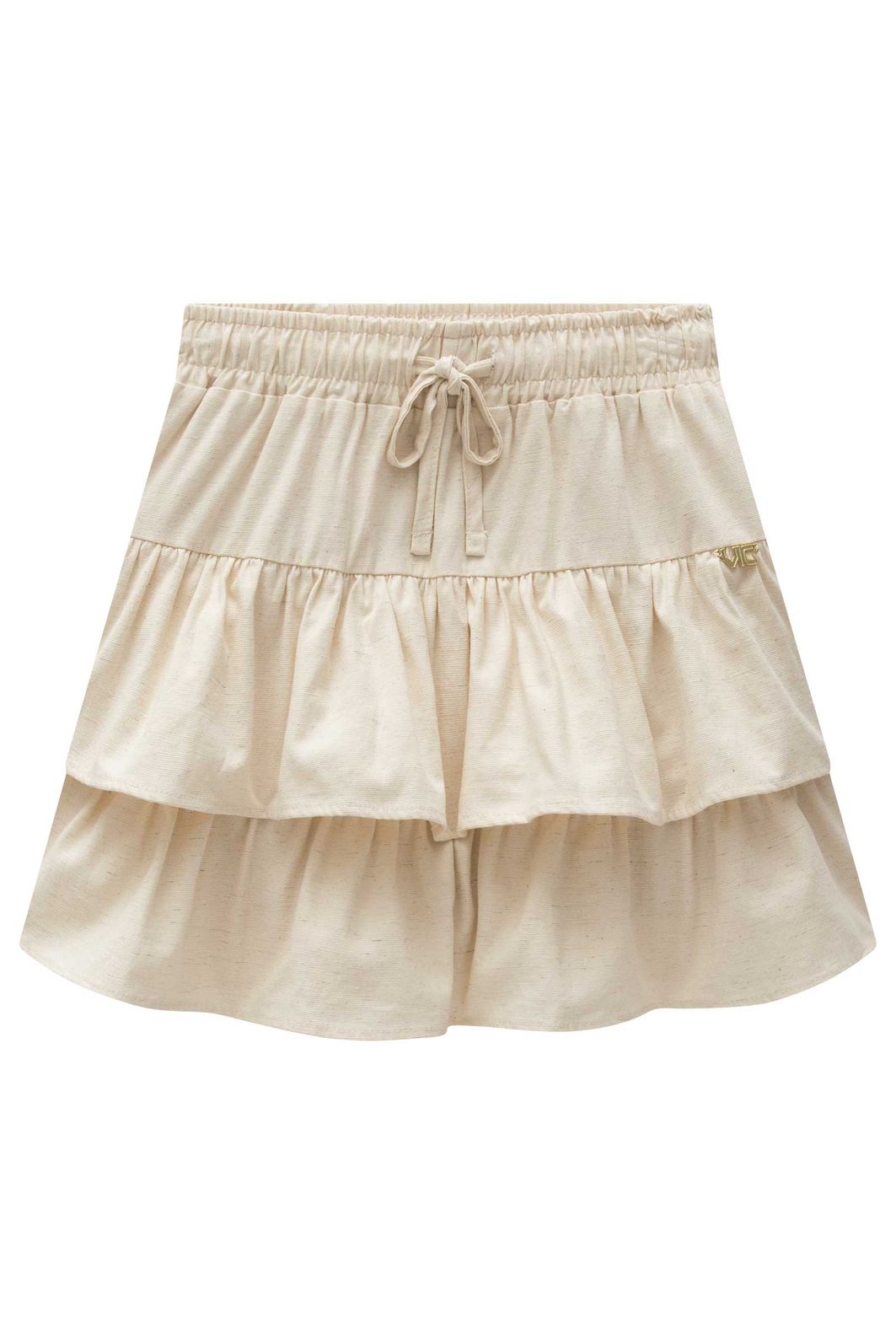Saia ruffles em linho com elastano com shorts embutido 98200 Vic Teen Menina