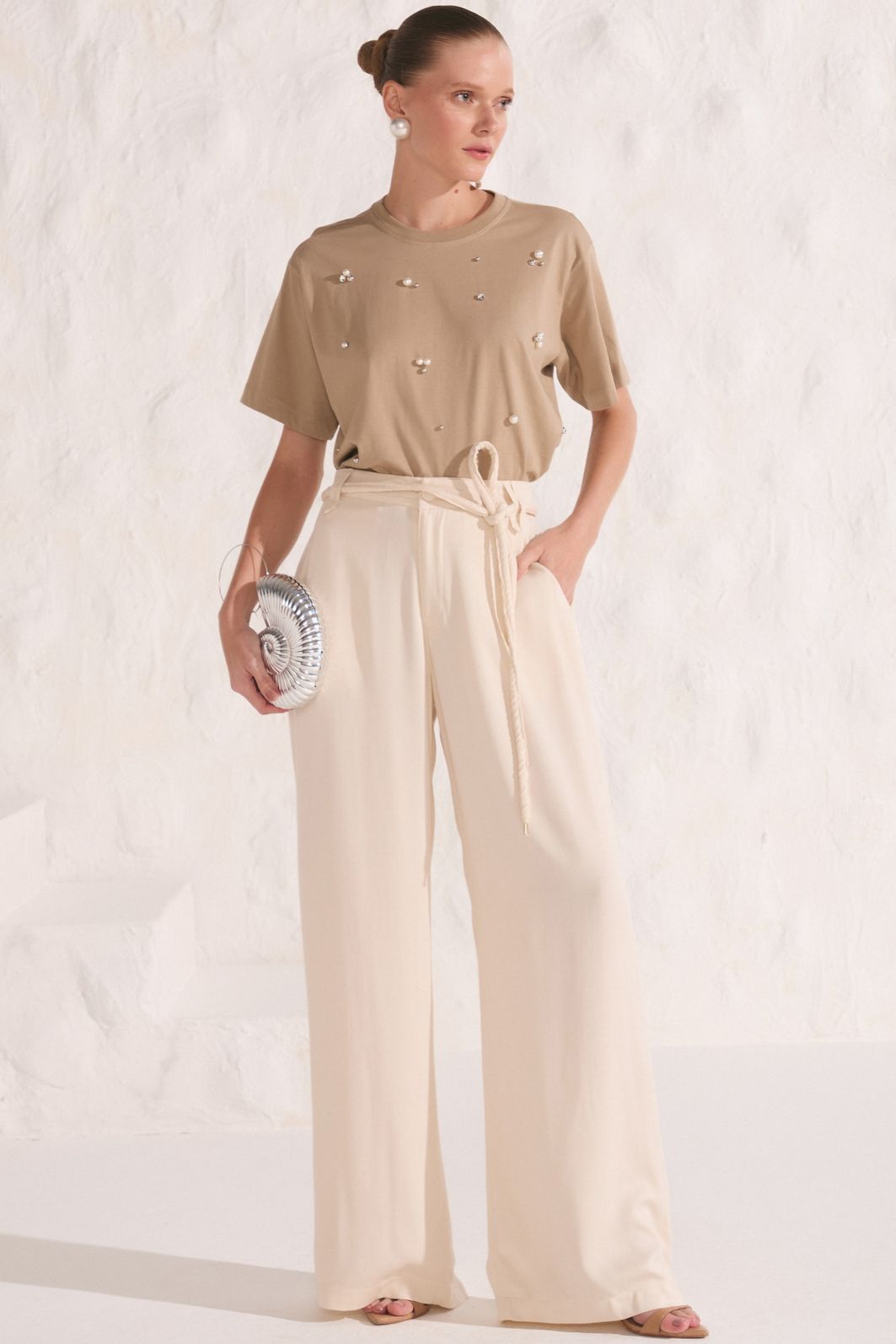 Calça reta em blend de viscose 88314 Linzzi Calça reta em blend de viscose 88314 Linzzi