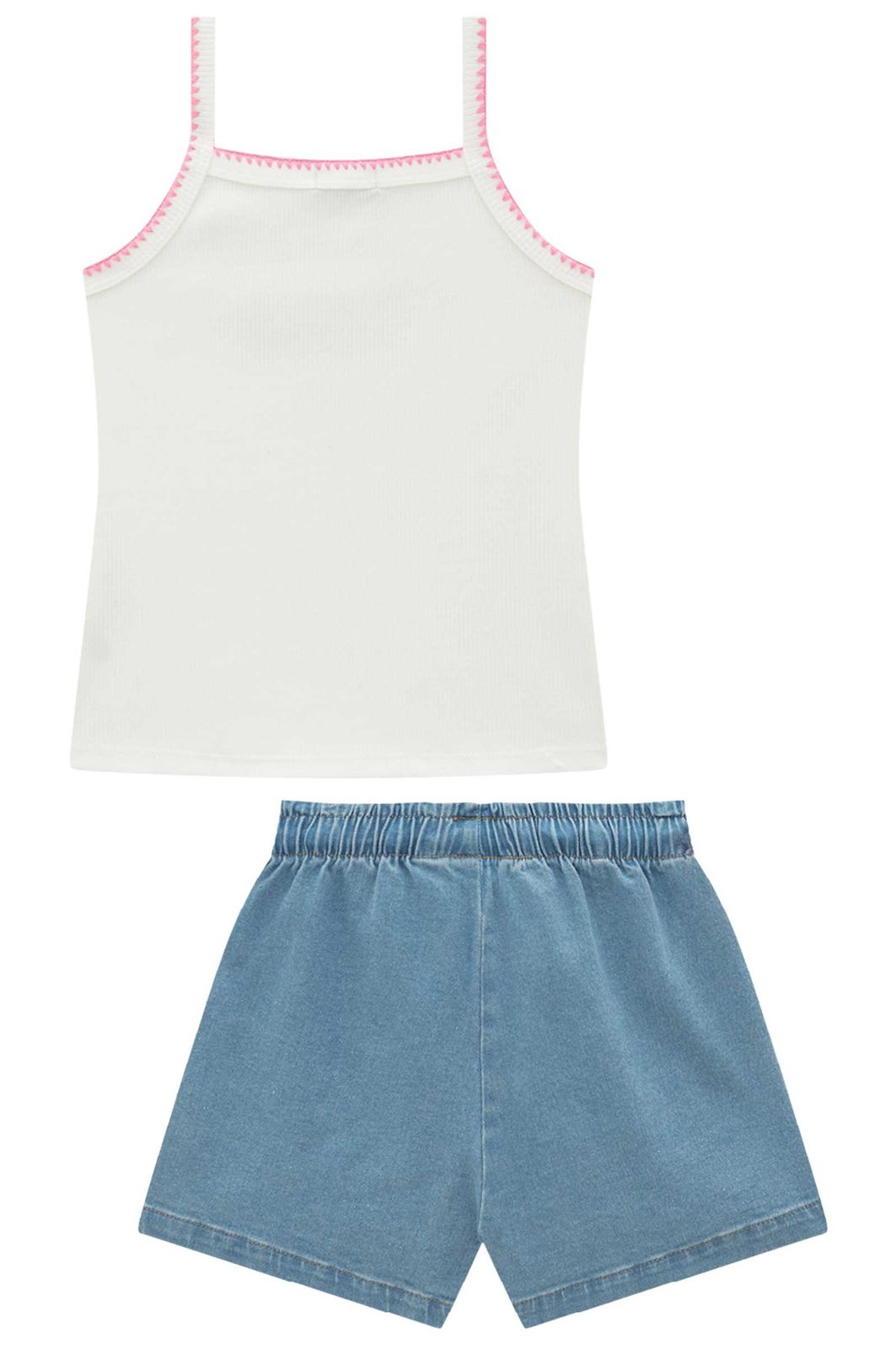 Conjunto de regata em canelado liz e shorts em jeans com elastano 95563 Infanti Infantil Menina